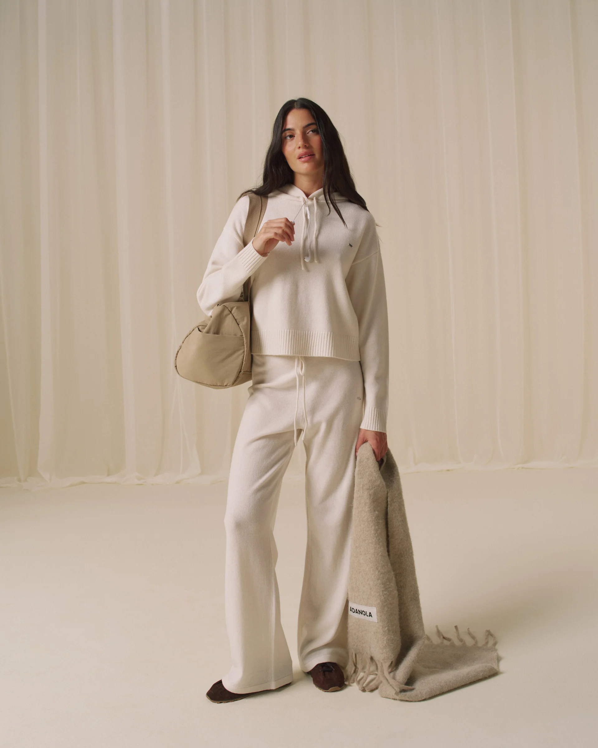 Lightweight Merino Wool Knit Hoodie - Marshmallow White - Image 4