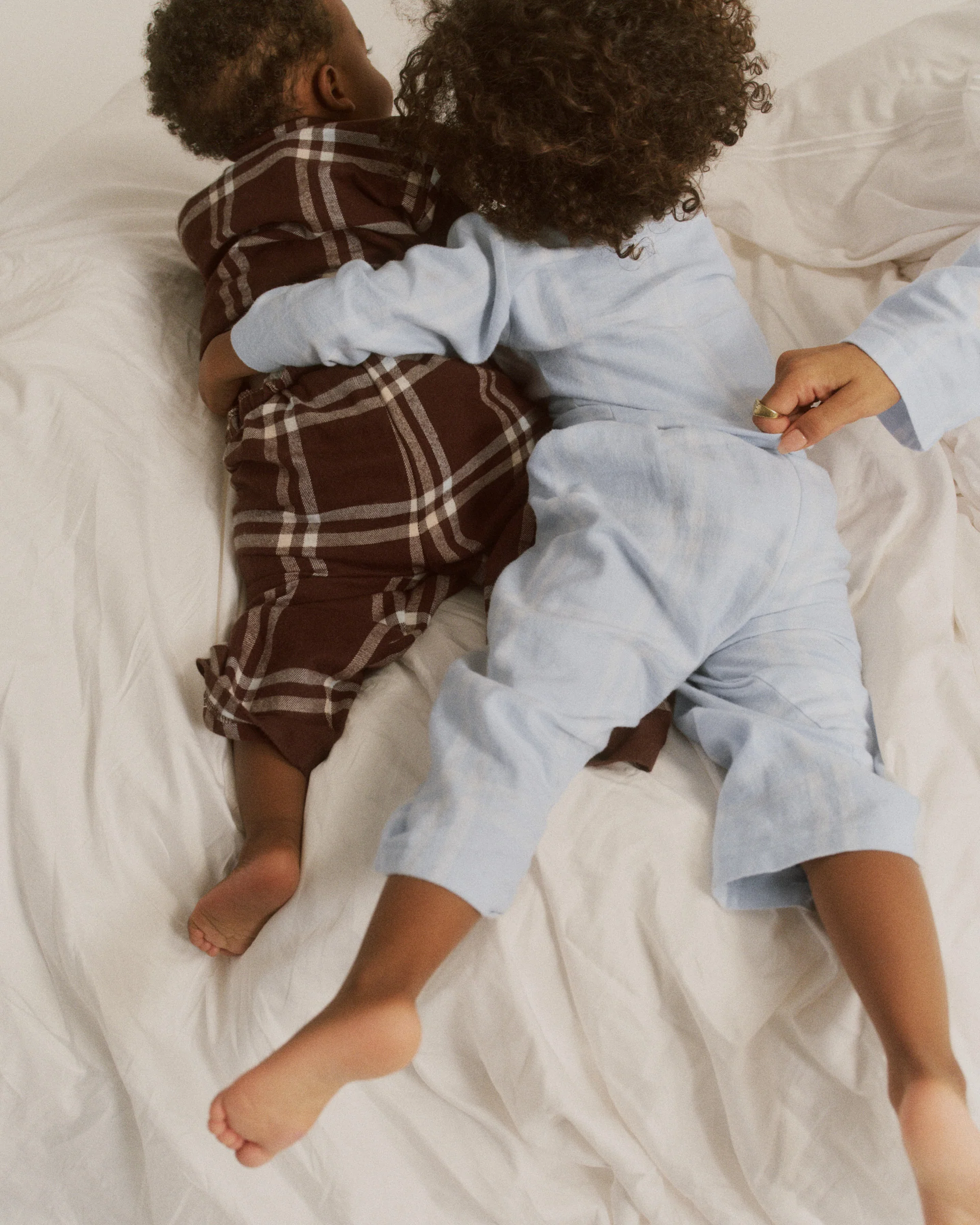 Mini Brushed Checked Pyjamas - Chocolate Brown - Image 2