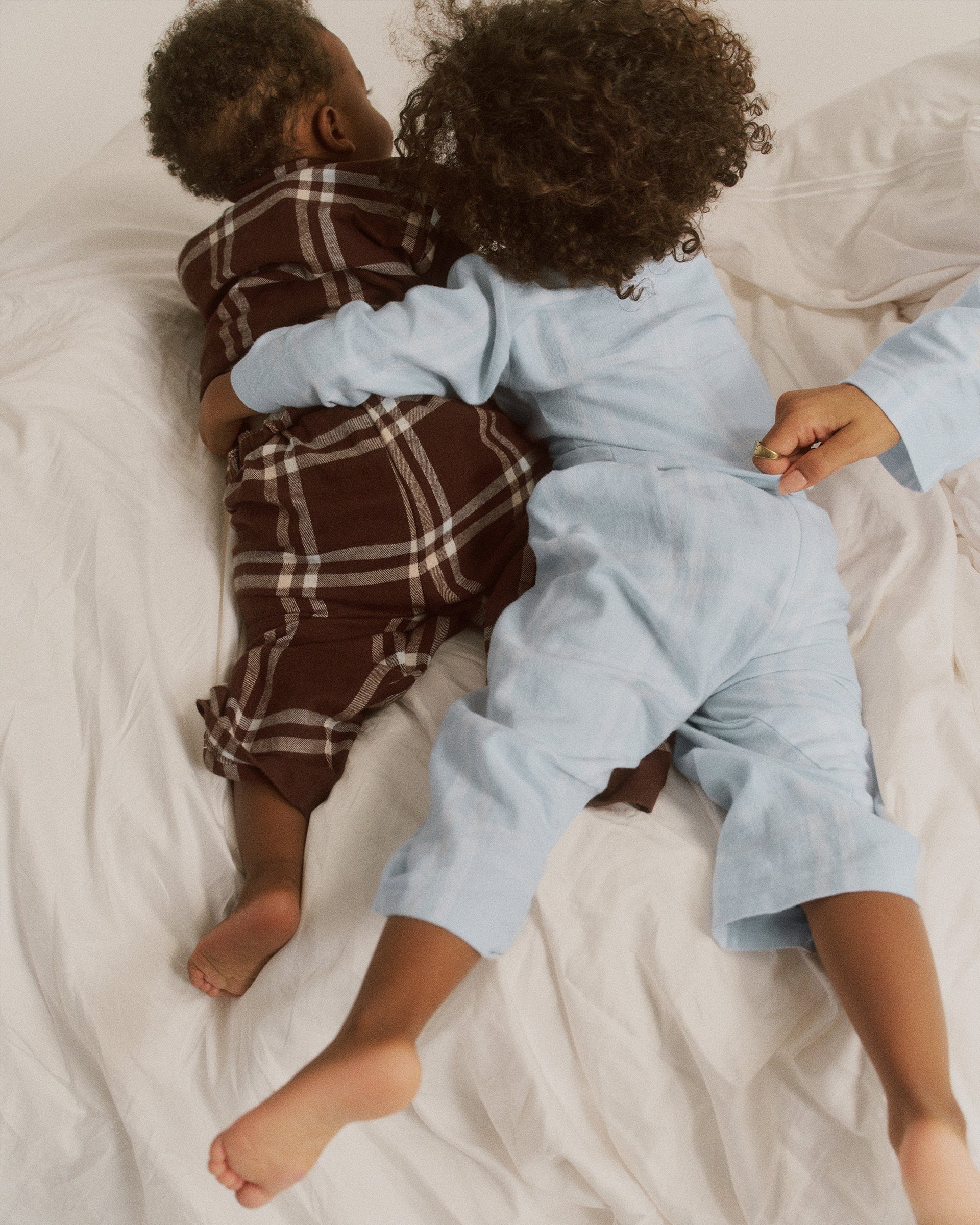 Mini Brushed Checked Pyjamas - Light Blue - Image 2