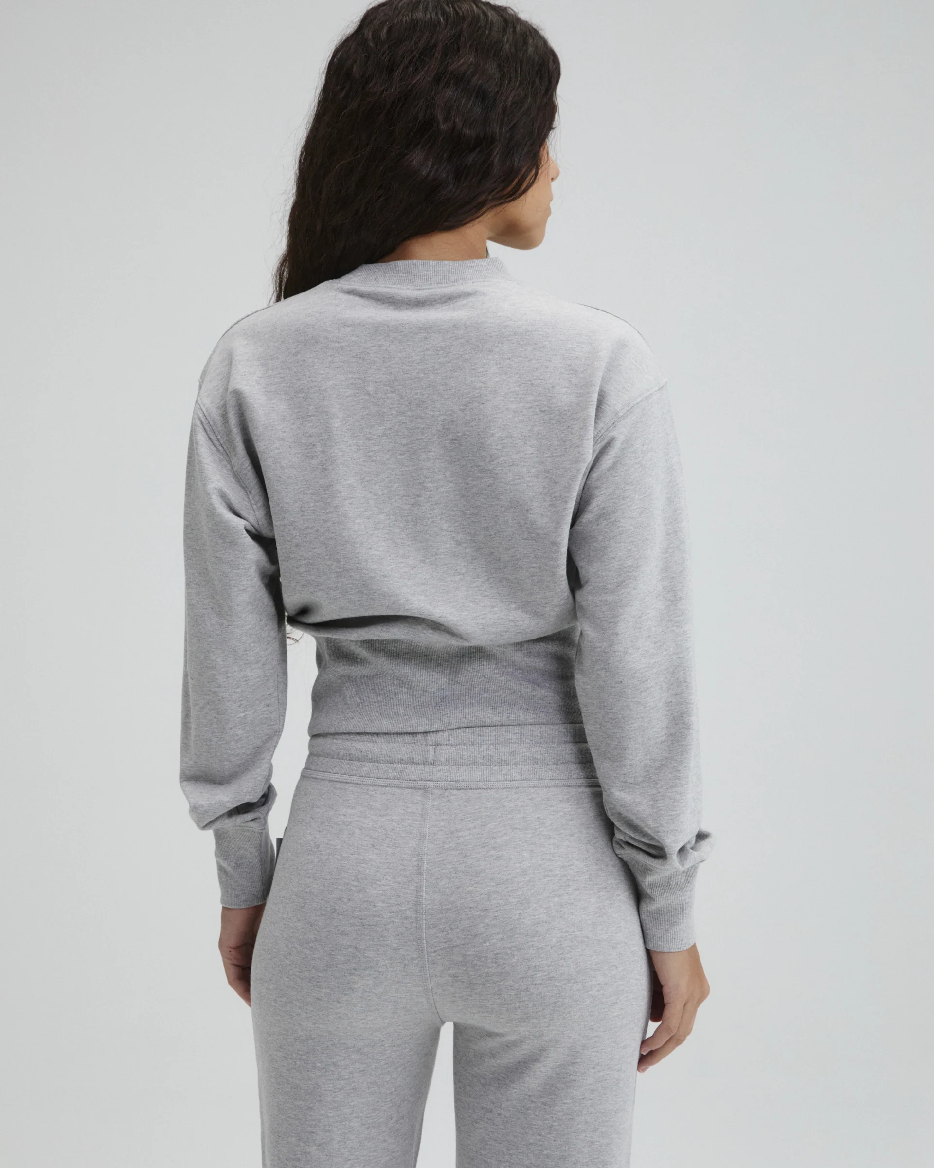 Modal Cinch Hem Sweatshirt - Light Grey Melange - Image 2