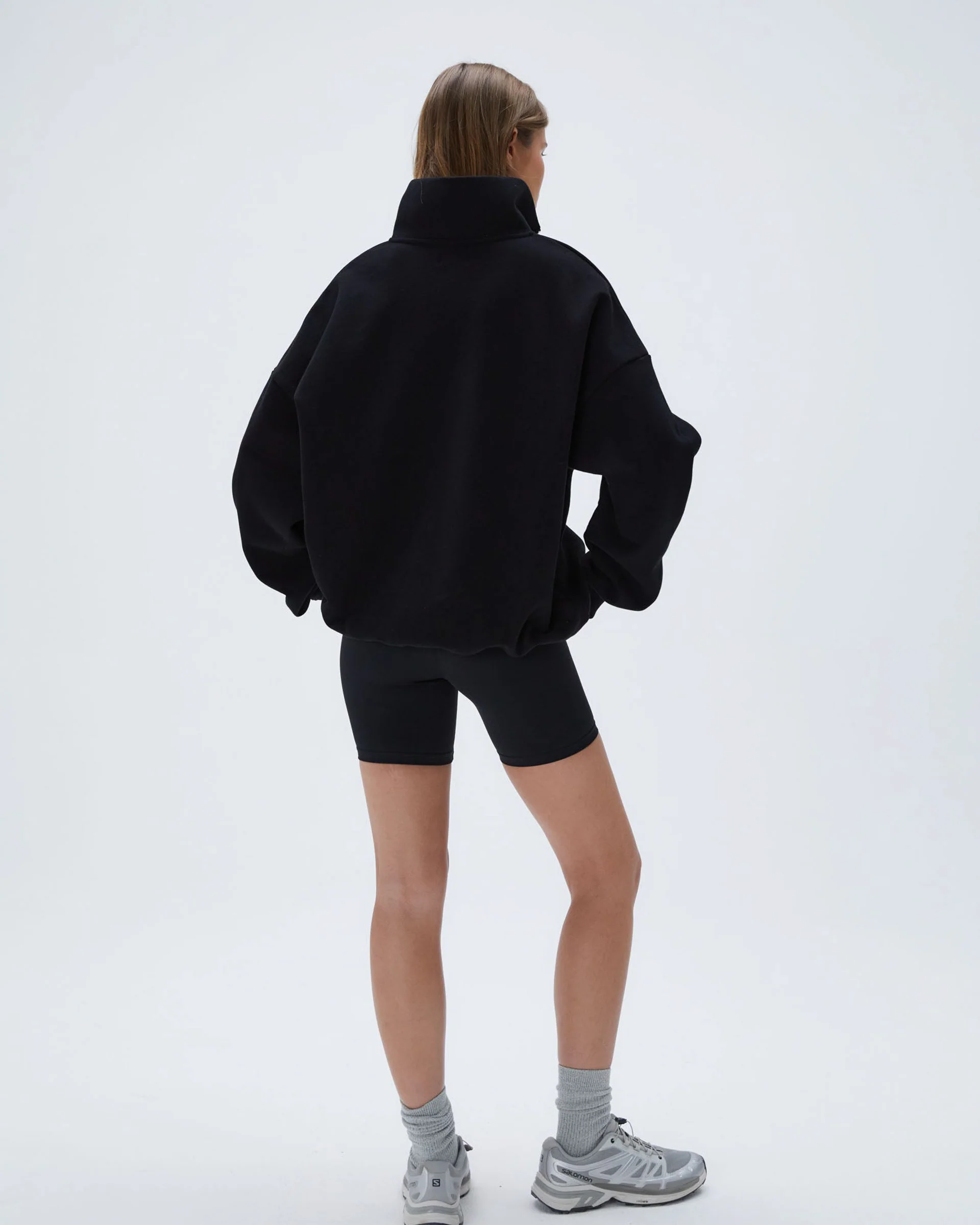 Outdoors Oversized Funnel Neck Zip Sweatshirt - Black - Image 3