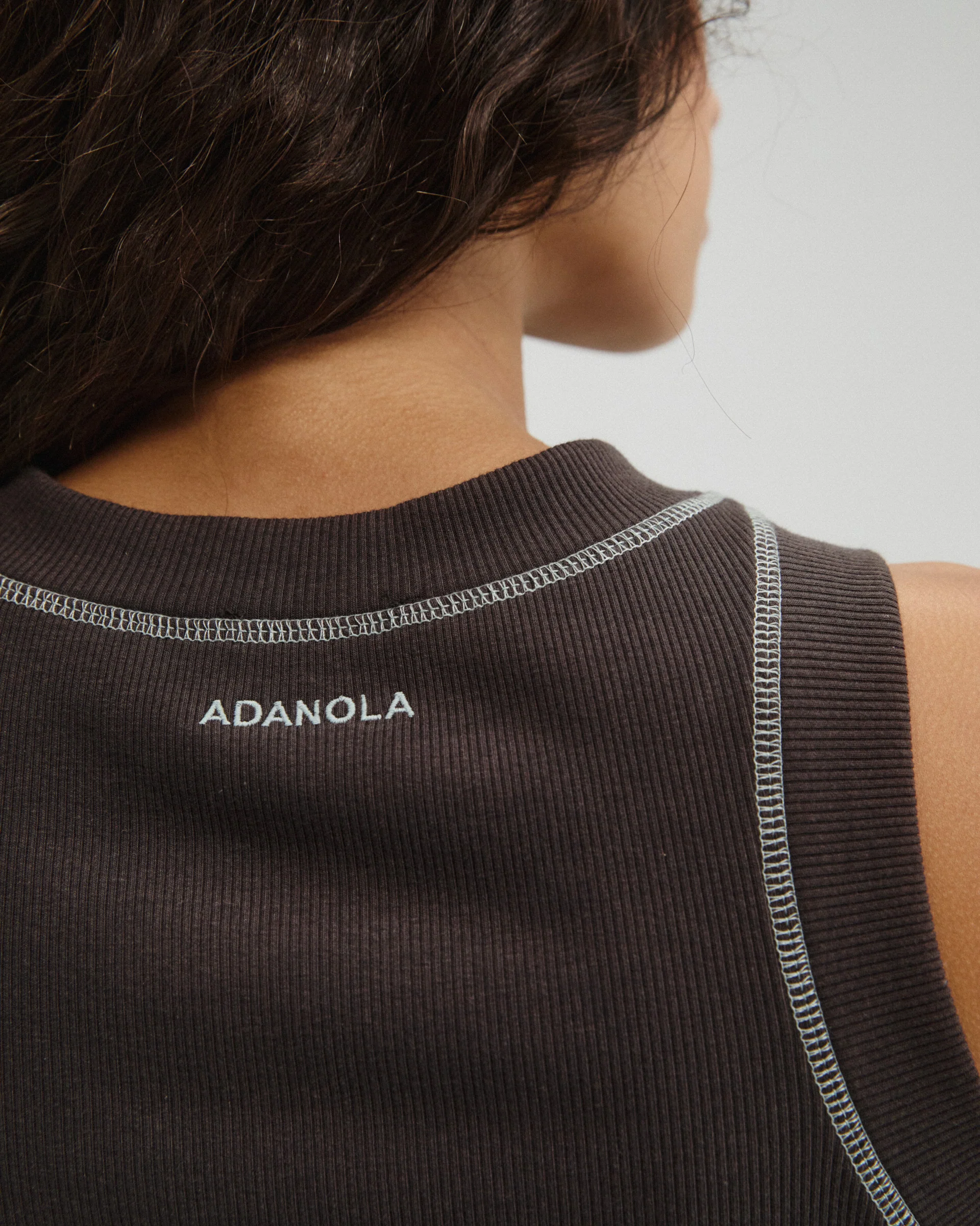 Overlock Ribbed Tank Top - Coffee Bean - Image 4