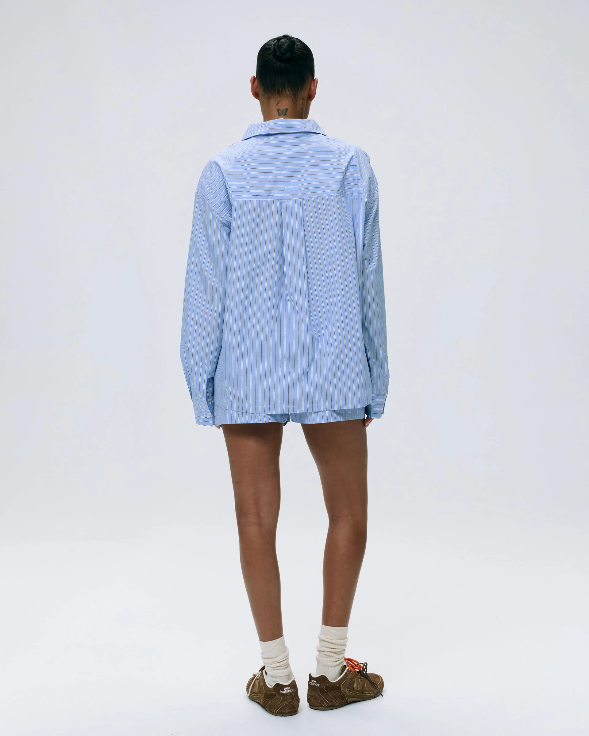Cotton Stripe Oversized Shirt - Blue/White - Image 3