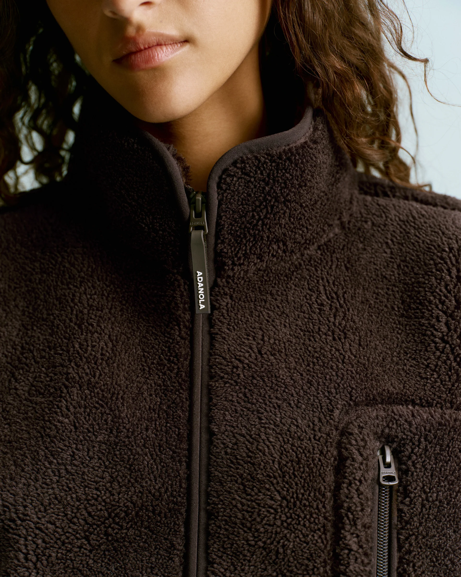 Oversized Pocket Zip Through Fleece - Coffee Bean - Image 3