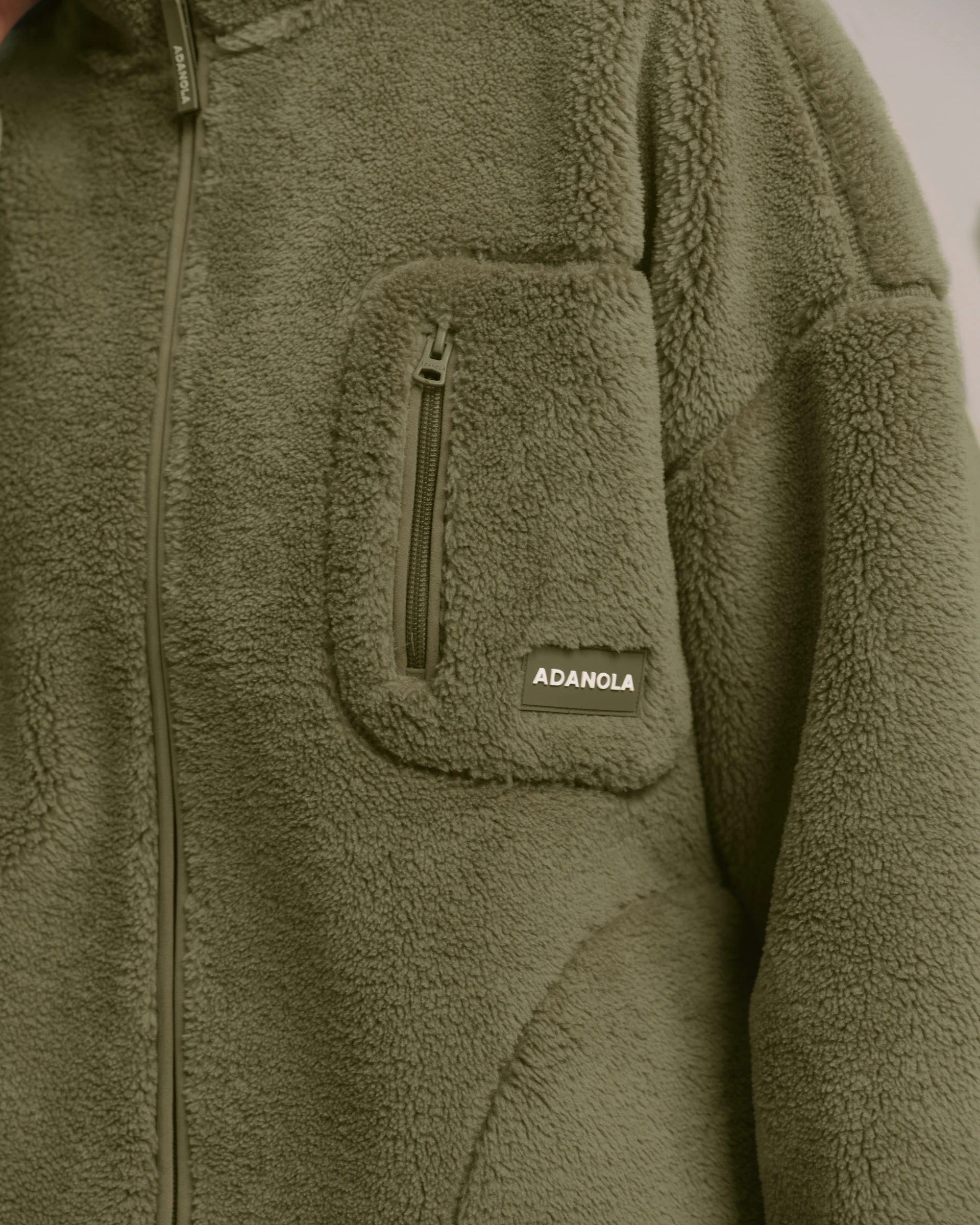 Oversized Pocket Zip Through Fleece - Dark Pistachio Green - Image 3