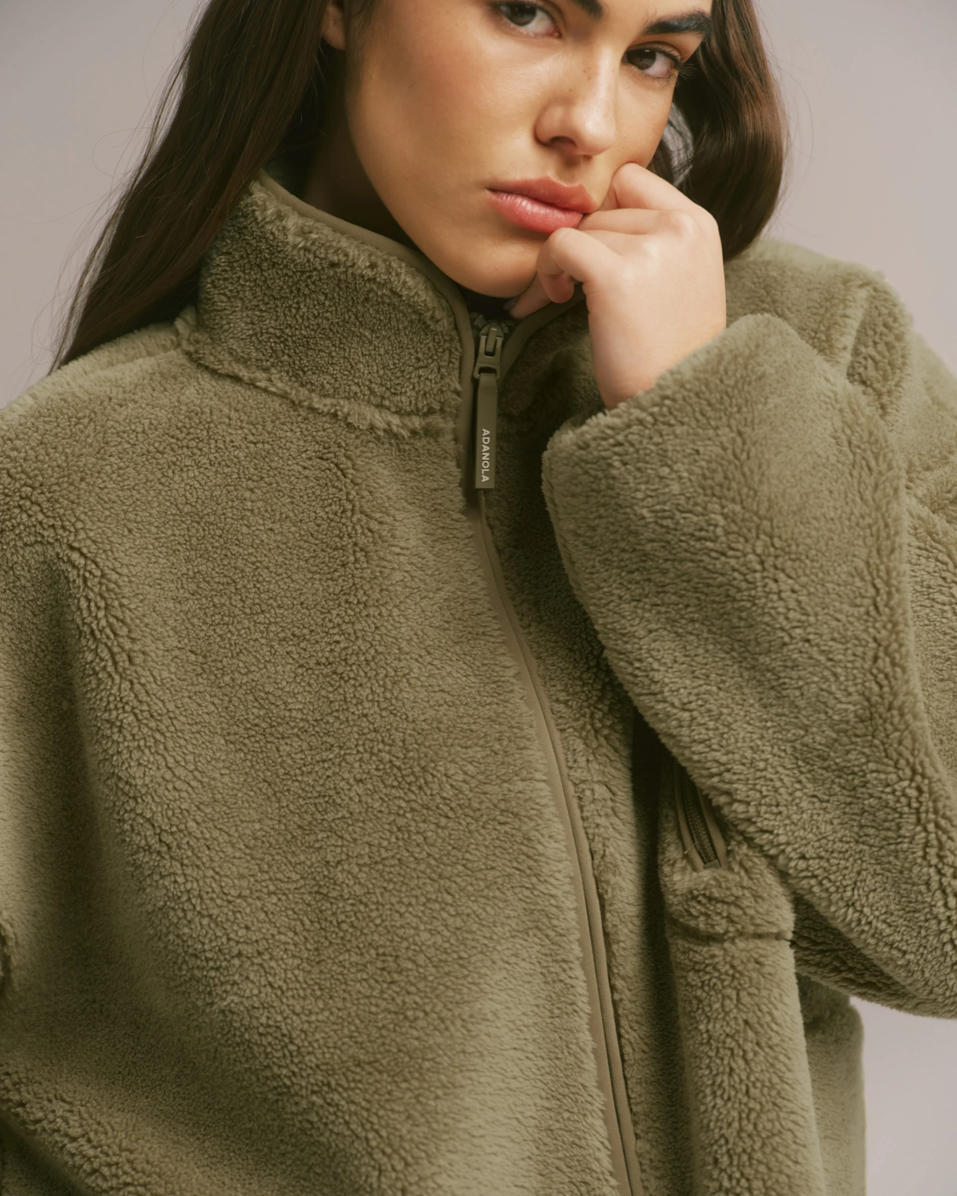 Oversized Pocket Zip Through Fleece - Dark Pistachio Green - Image 5