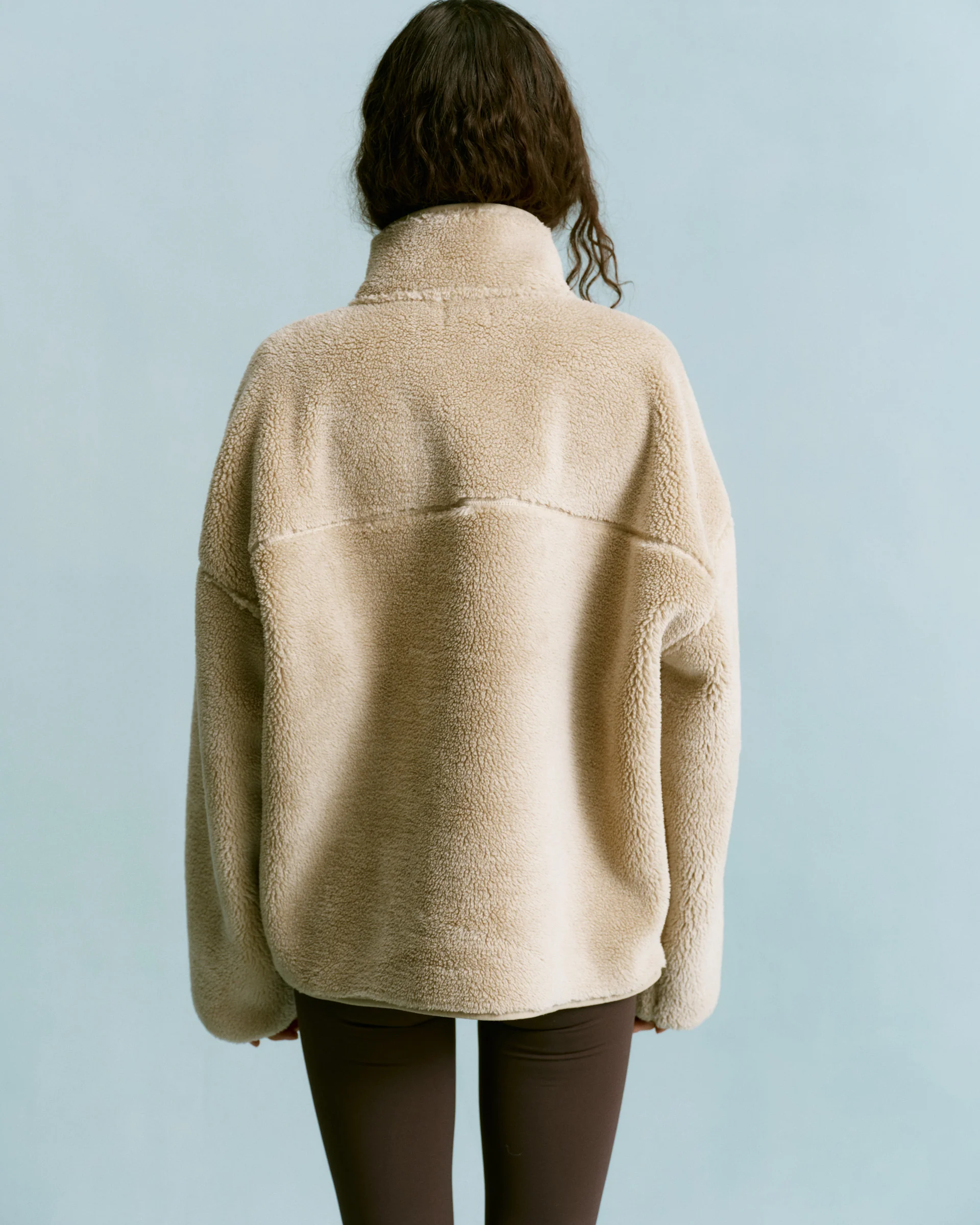 Oversized Pocket Zip Through Fleece - Sand - Image 2