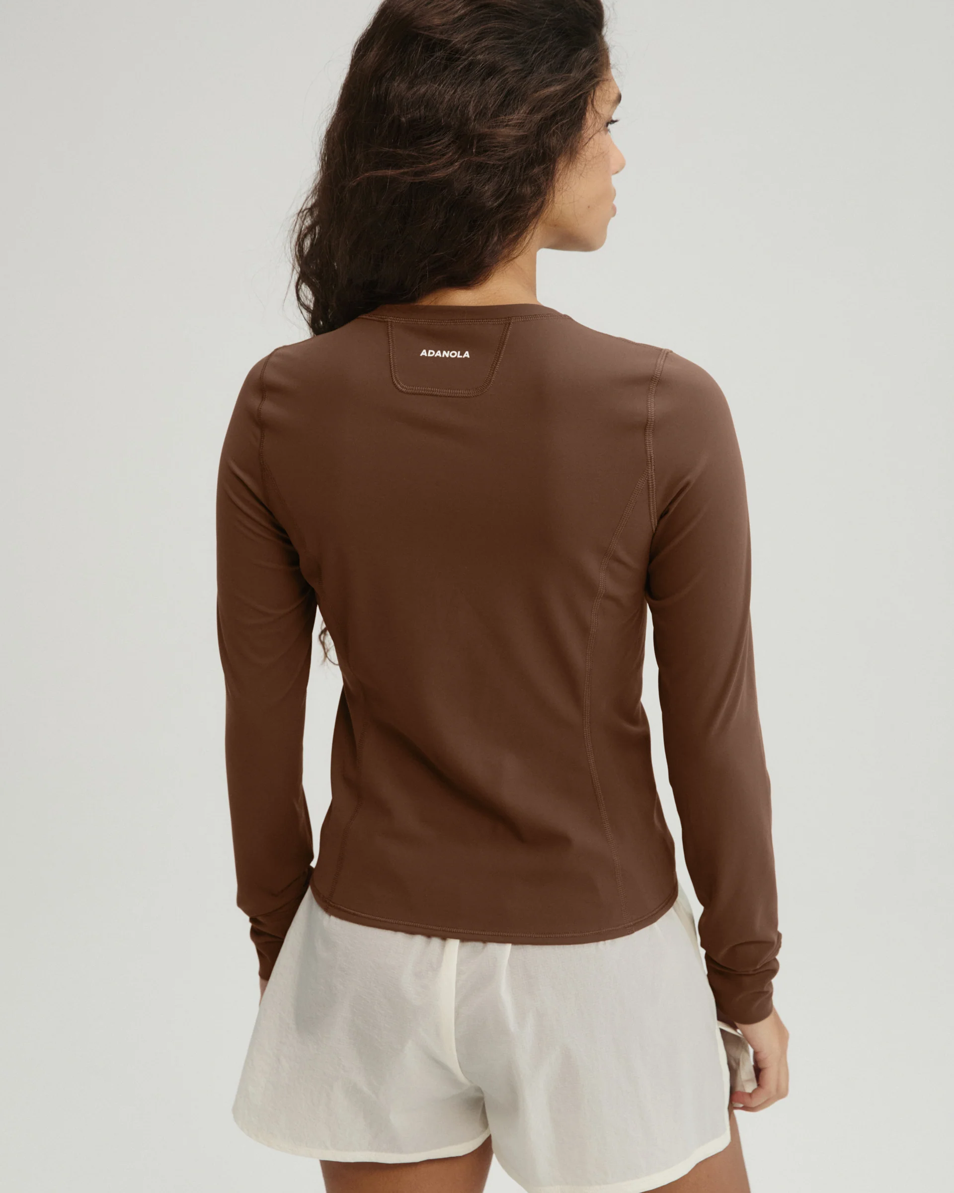 Panelled Long Sleeve Top - Mocha Brown - Image 2