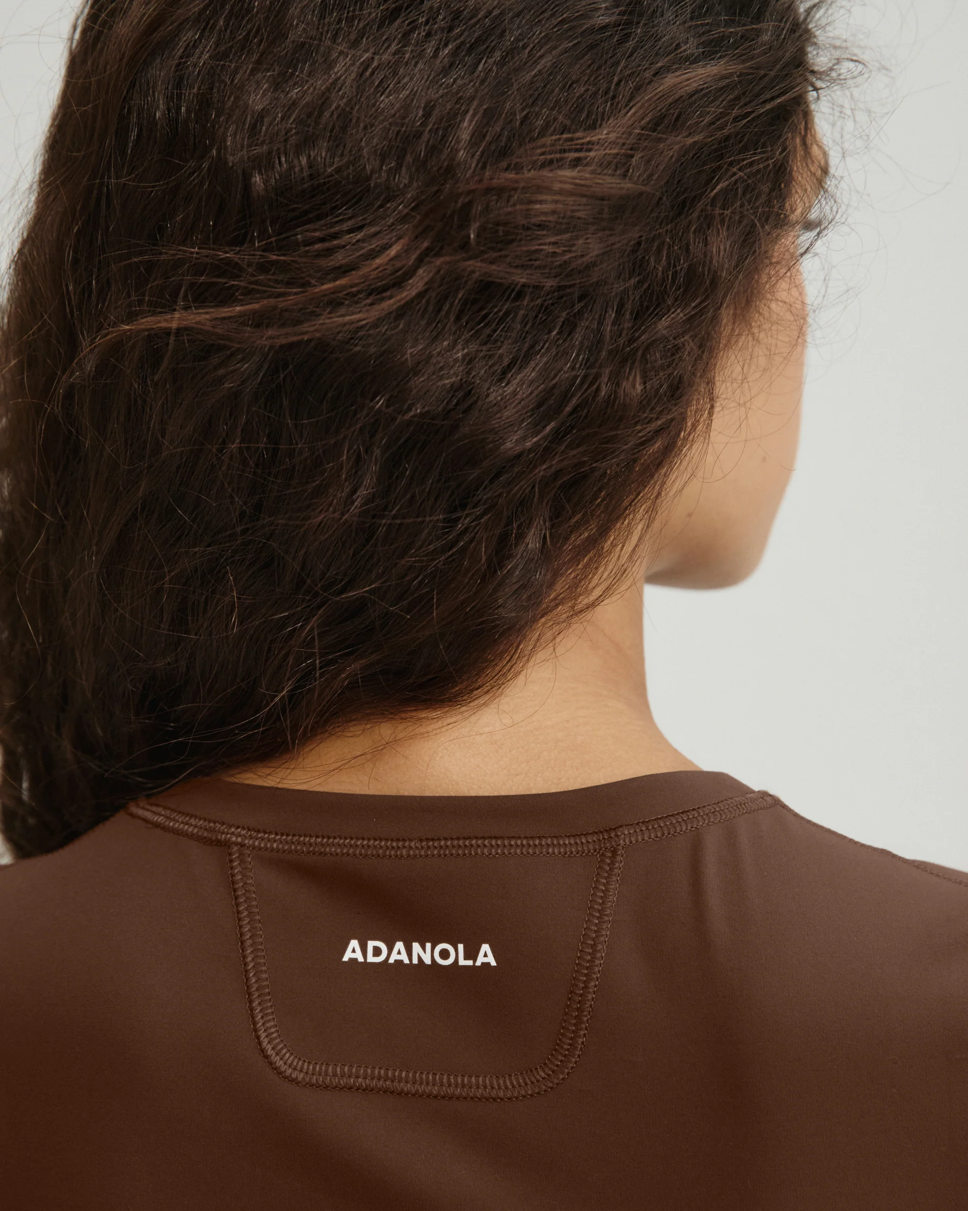 Panelled Long Sleeve Top - Mocha Brown - Image 3