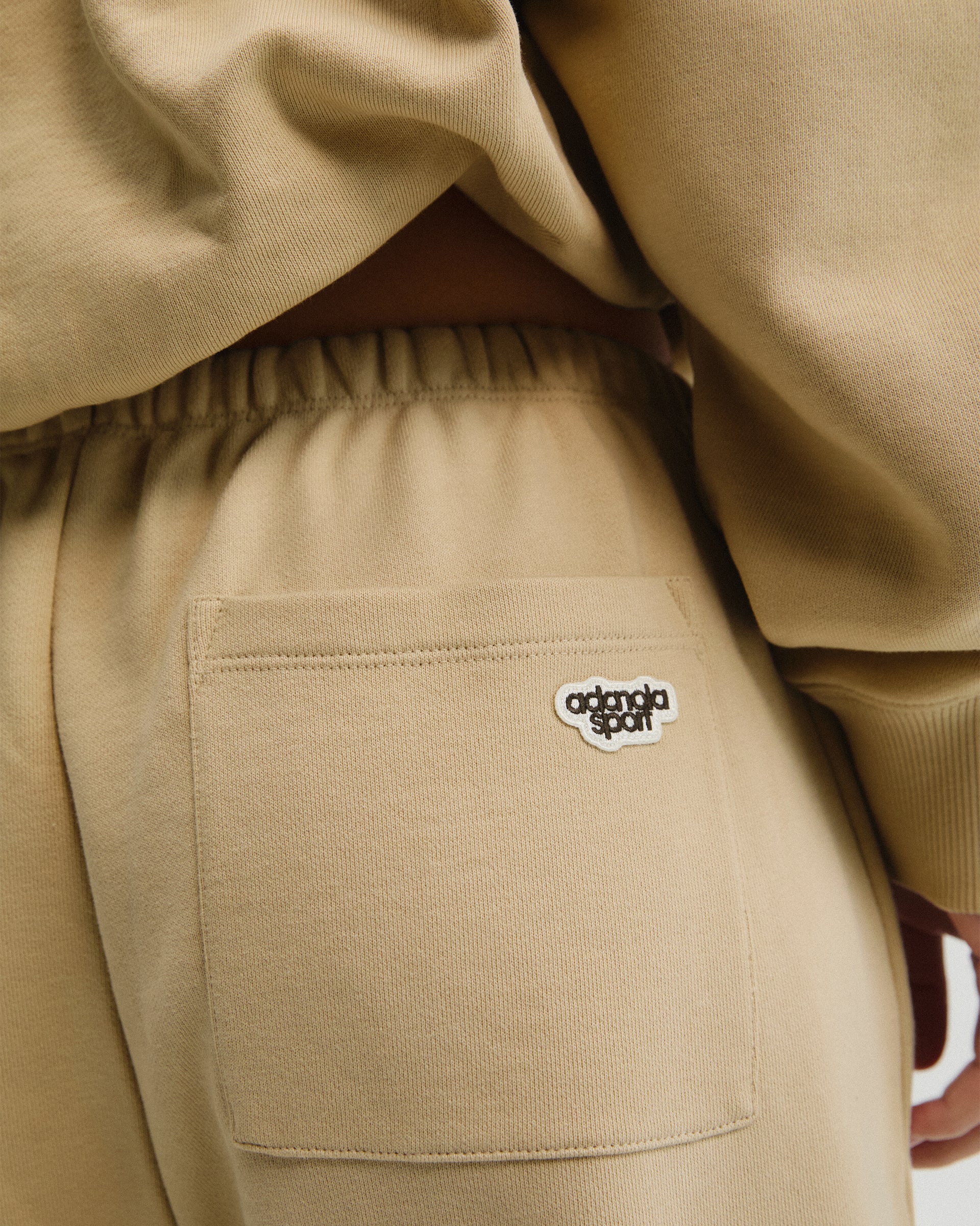 Pintuck Straight Leg Sweatpants - Caramel Beige - Image 4