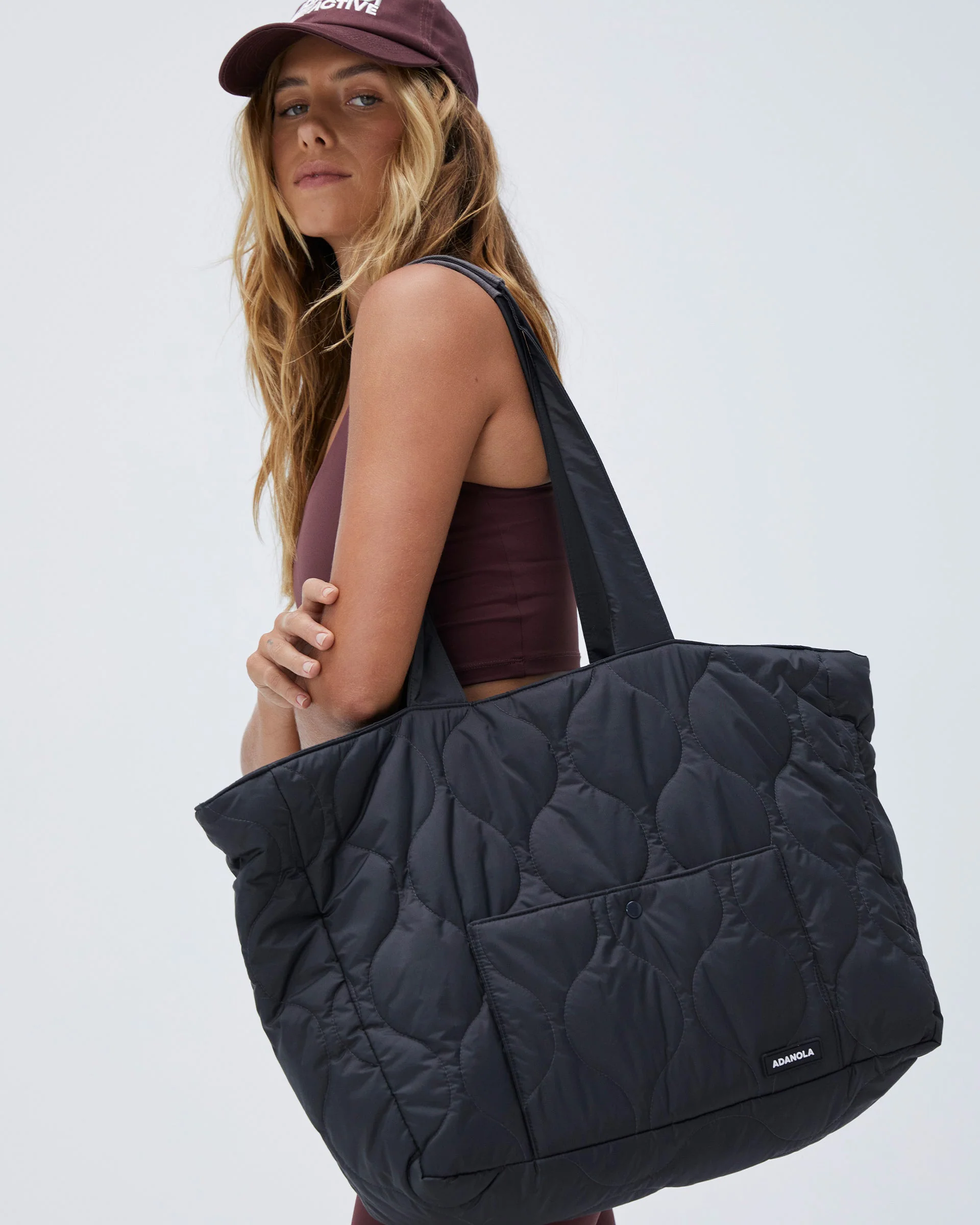 Quilted Nylon Tote Bag - Slate Grey - Image 4
