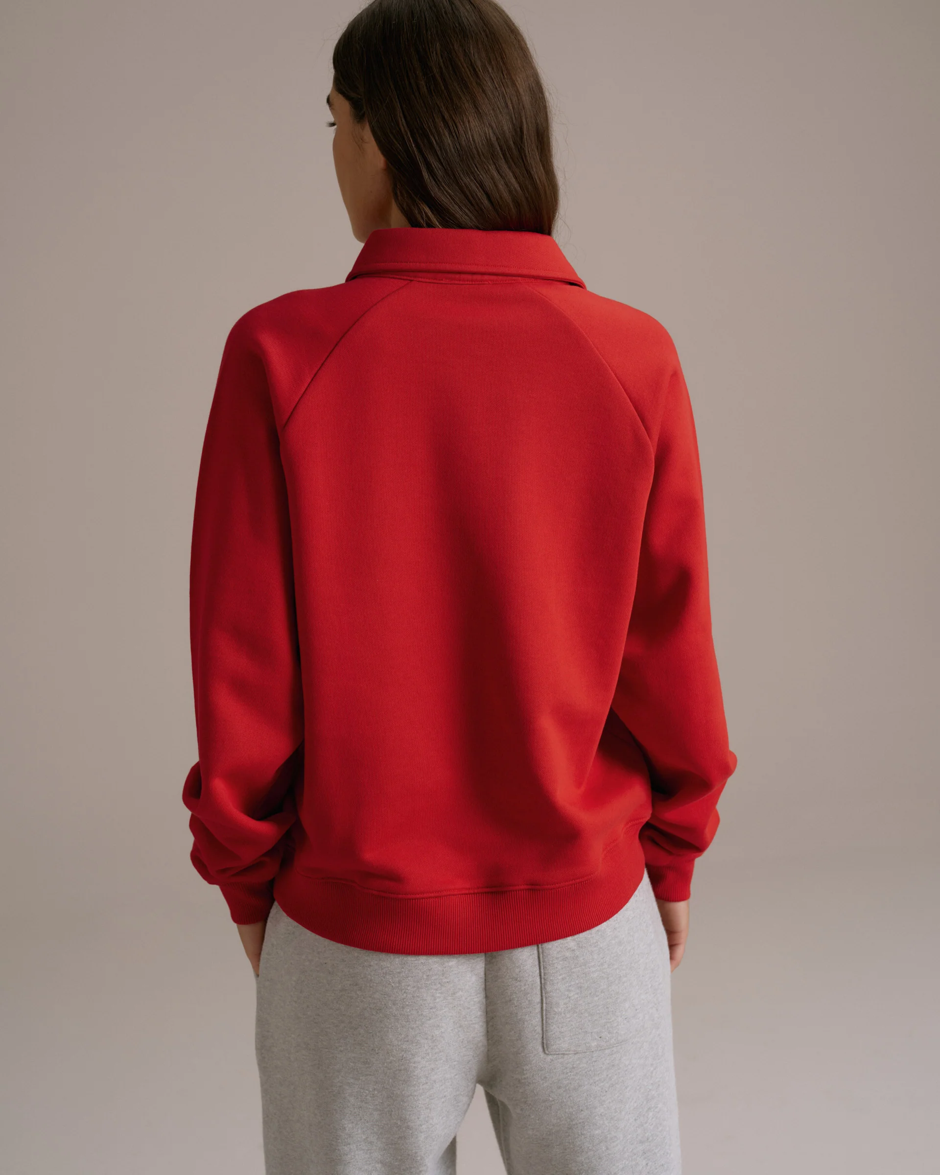 Raglan Polo Sweatshirt - Classic Red - Image 2