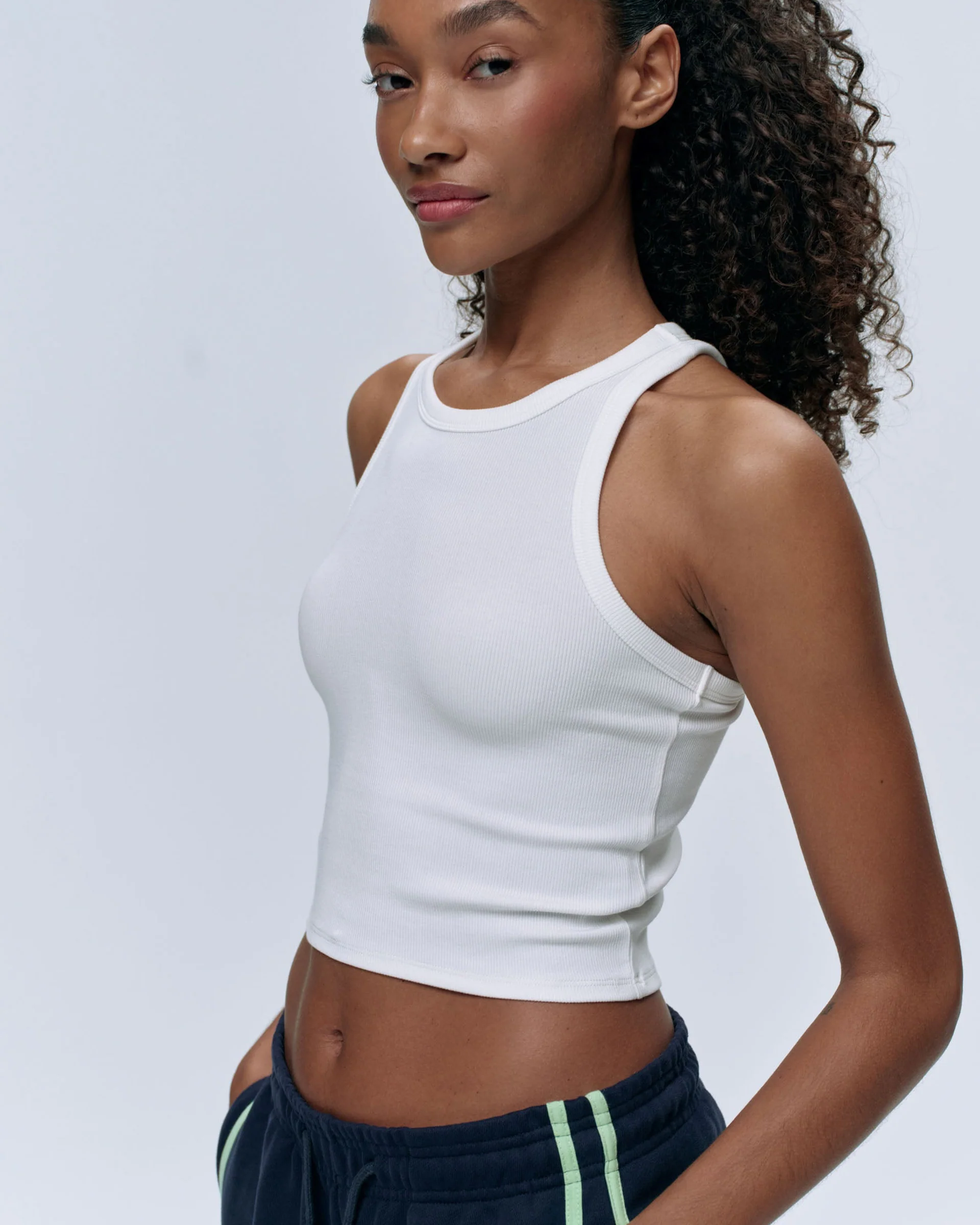 Rib Tank Top - White - Image 3