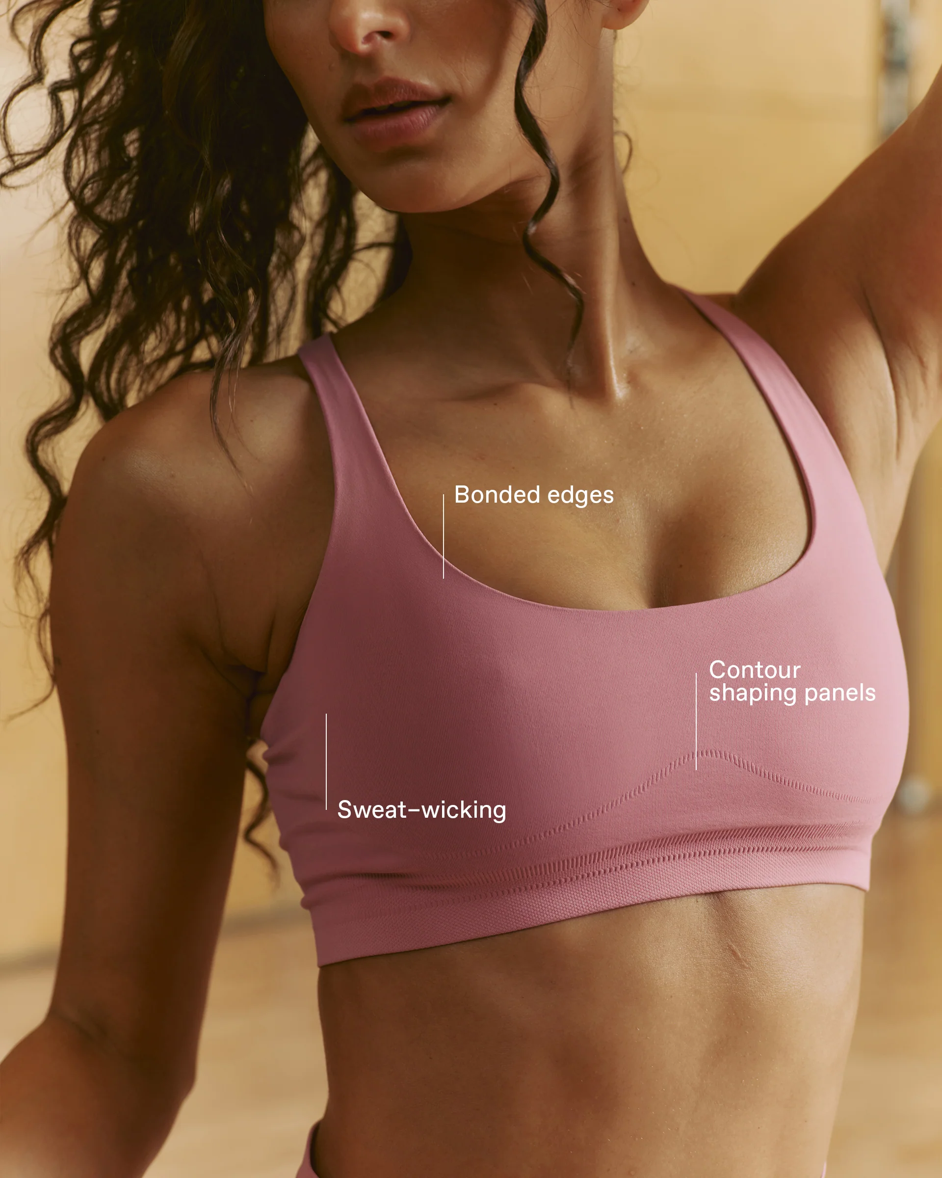 Seamless Racer Back Bra - Dusty Pink - Image 2