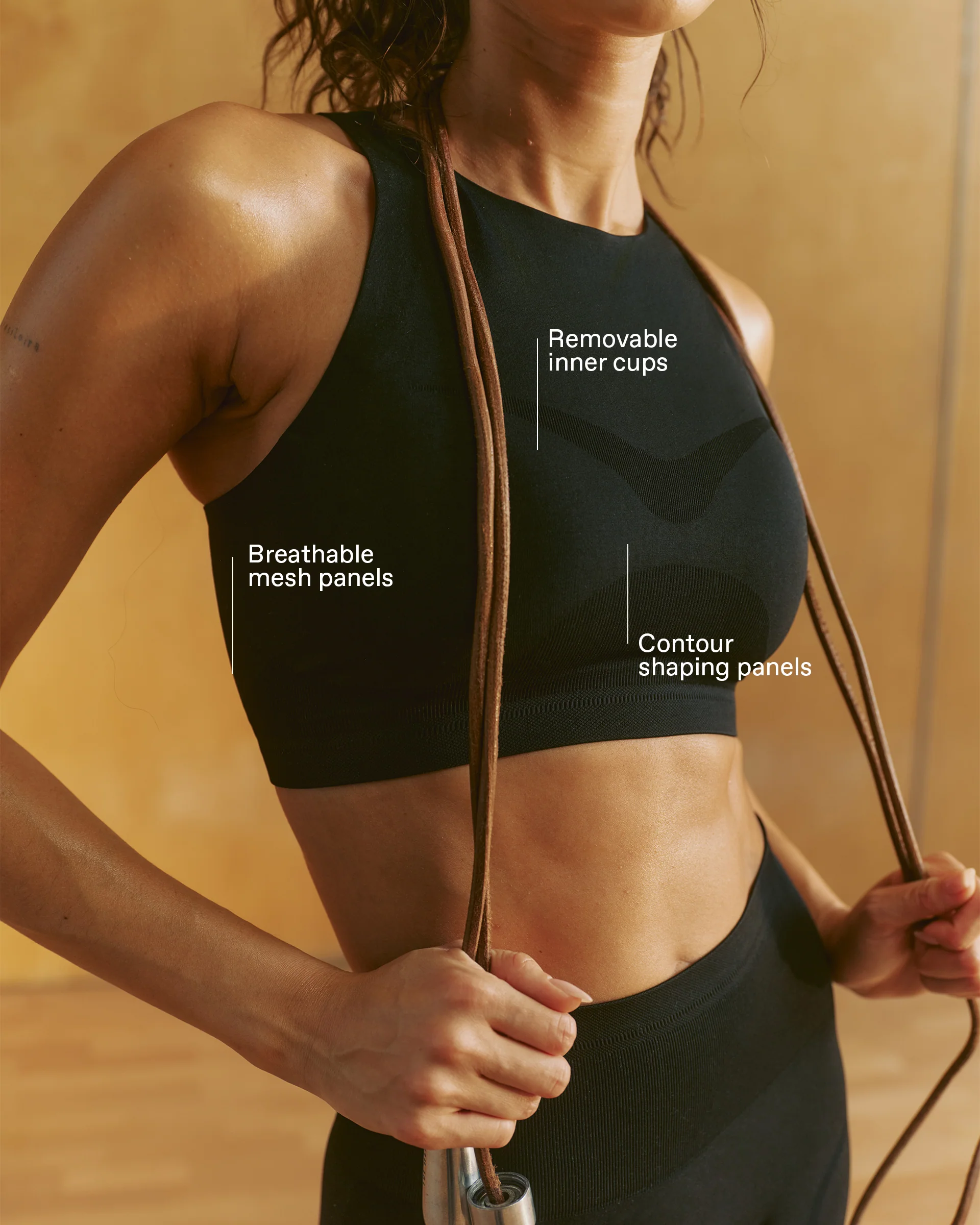 Seamless Racer Tank Bra - Black - Image 2