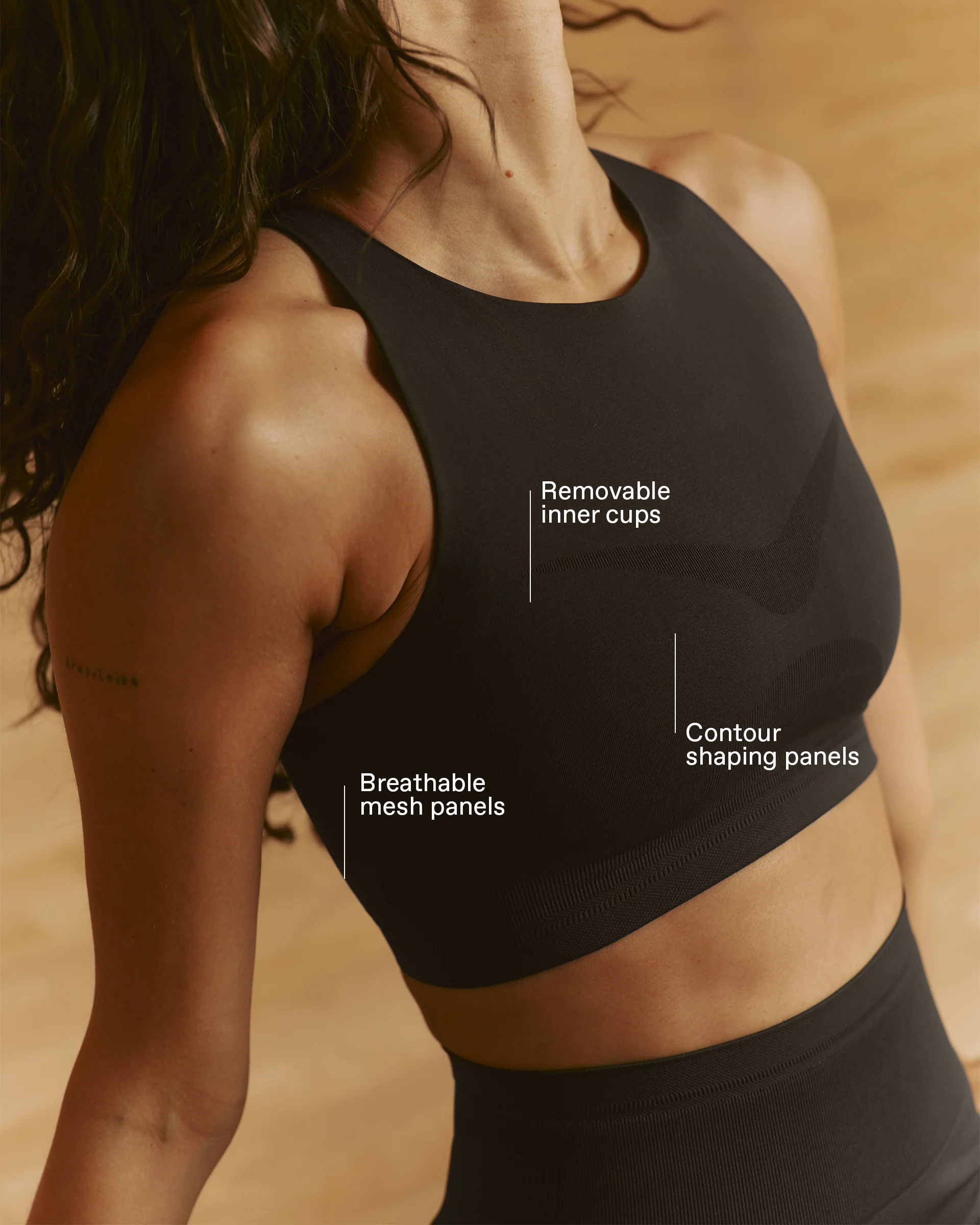 Seamless Racer Tank Bra - Coffee Bean - Image 2
