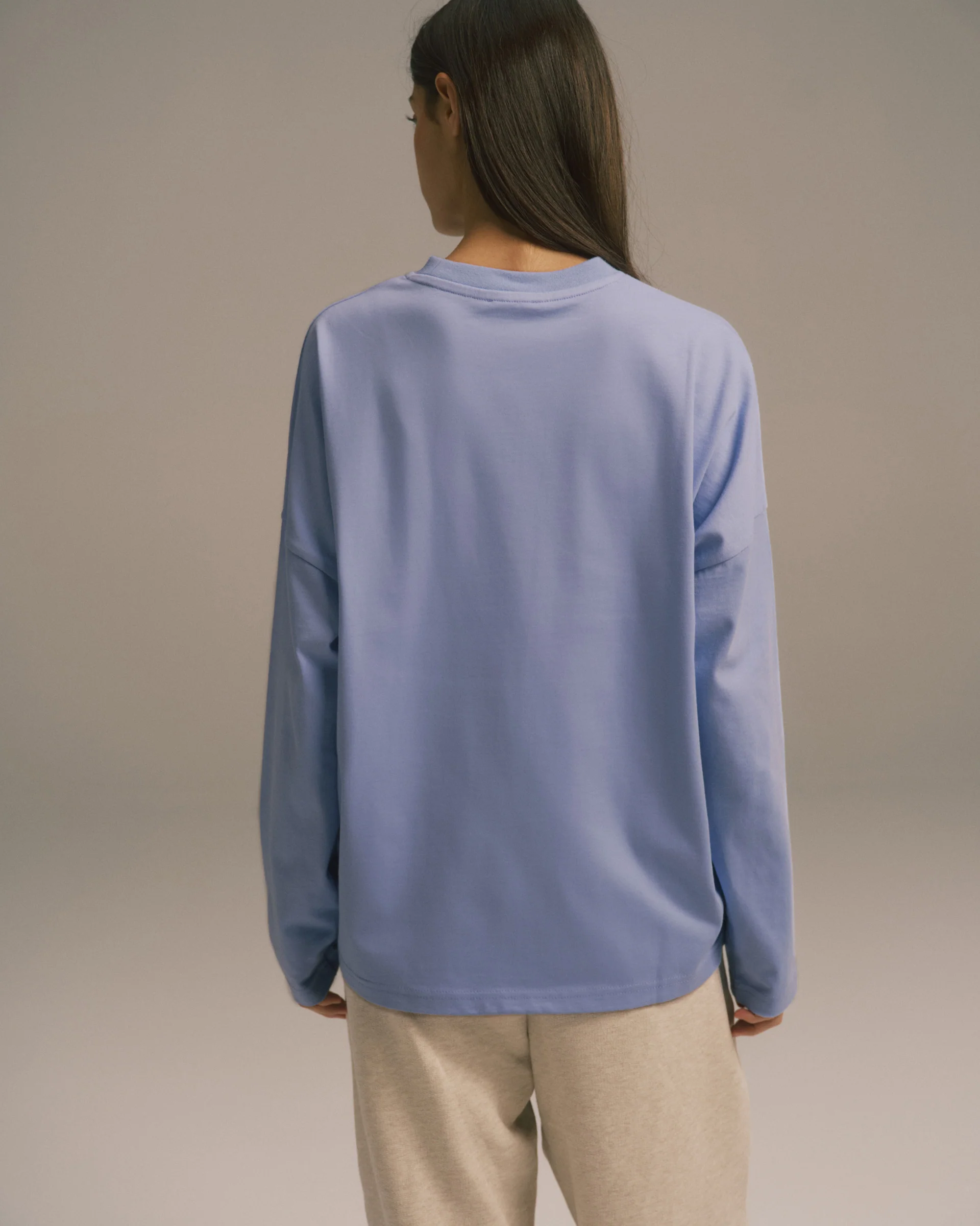 Signature Long Sleeve Drop Shoulder T-shirt - Washed Lavender - Image 2