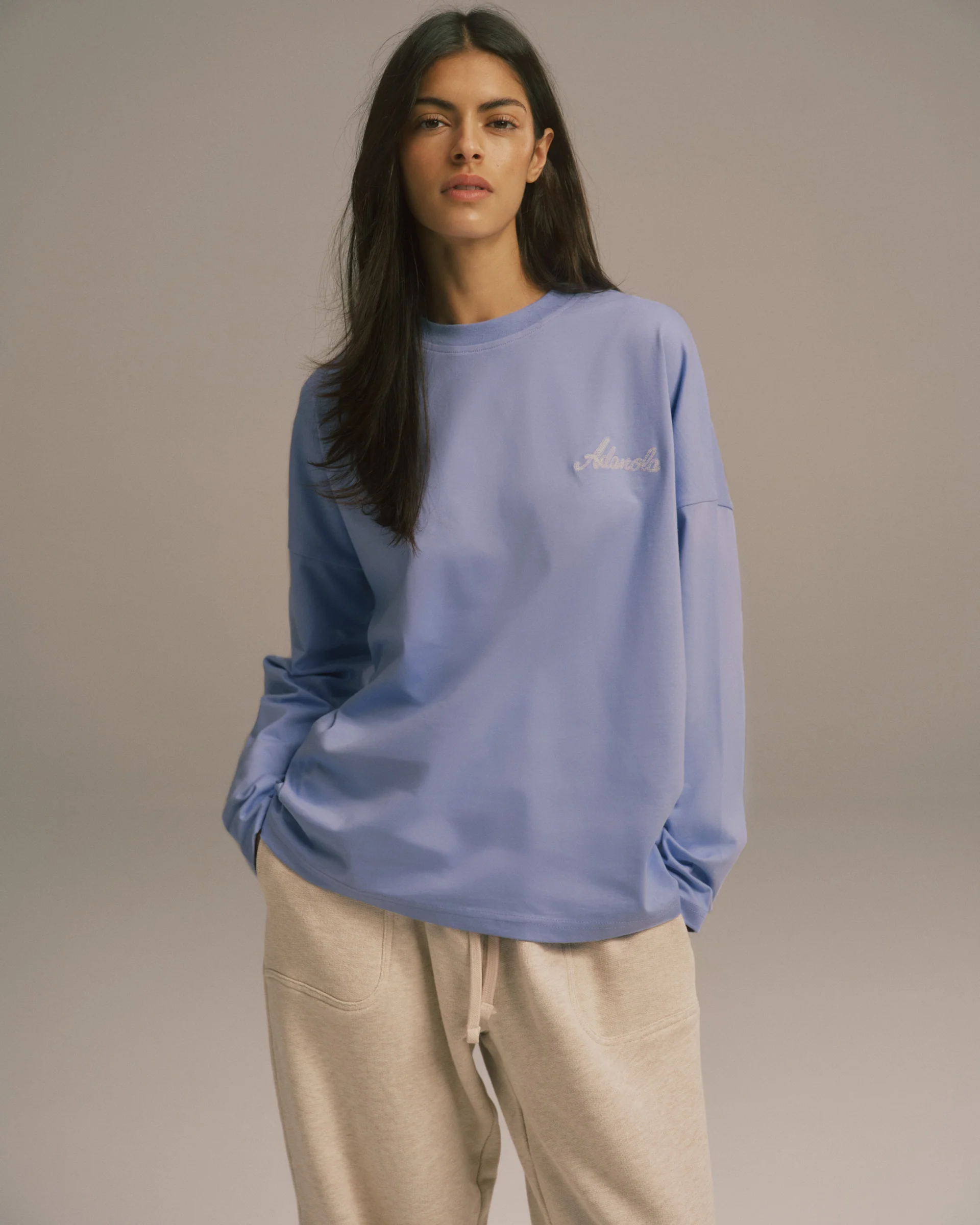 Signature Long Sleeve Drop Shoulder T-shirt - Washed Lavender - Image 4