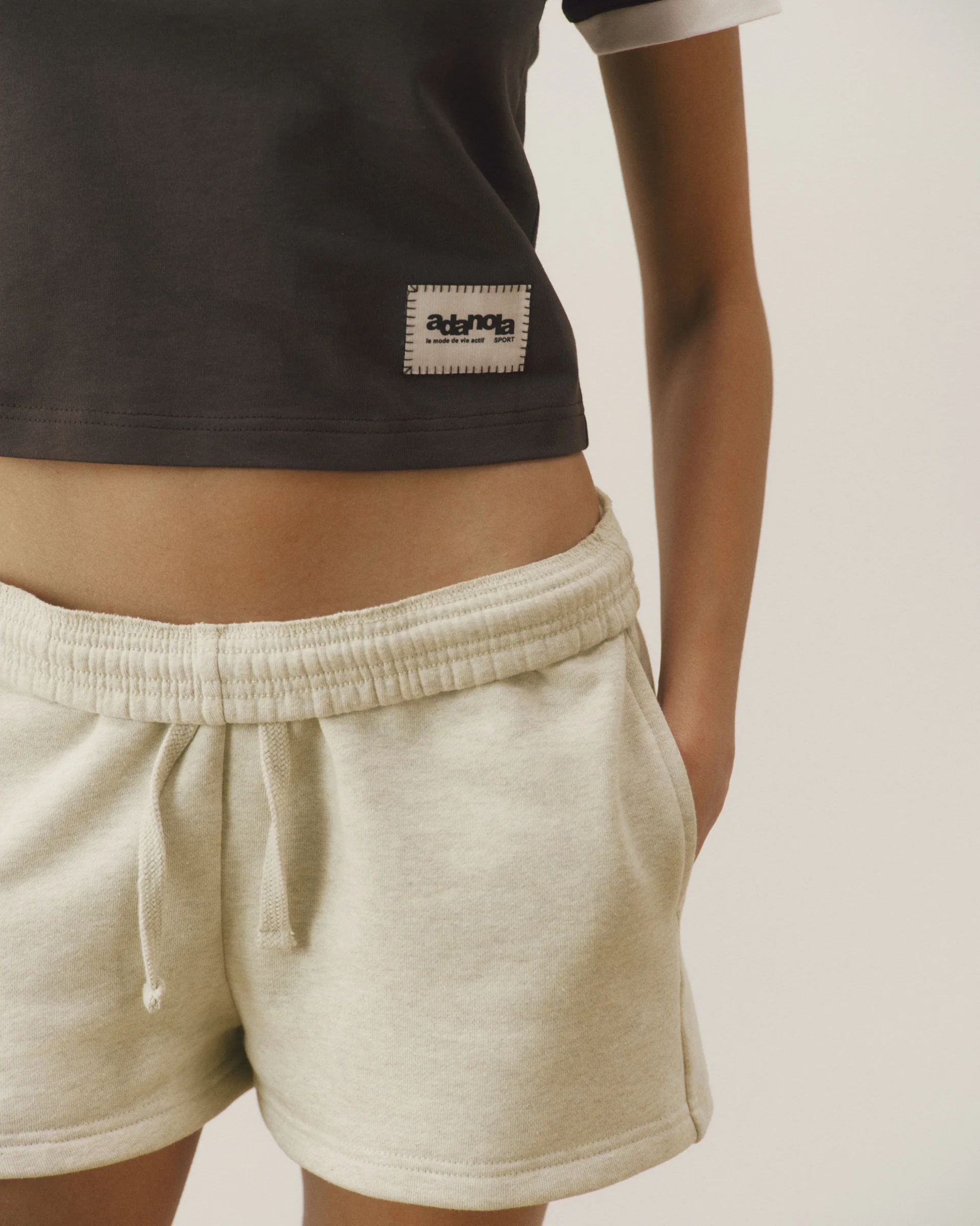 Signature Loose Fit Sweat Shorts - Oatmeal Marl/Coffee Bean - Image 3