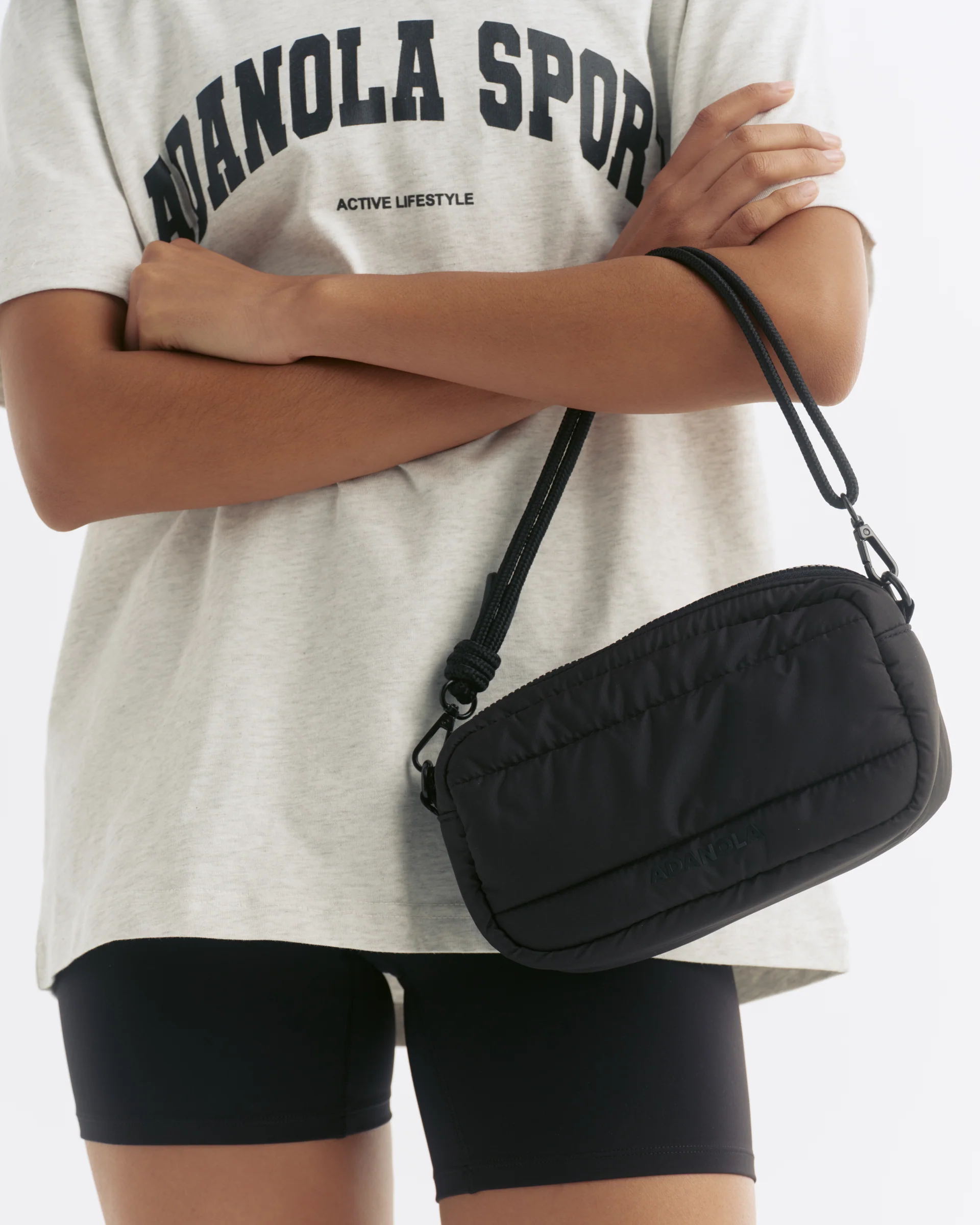 Small Branded Multi-Strap Bag - Black - Image 2