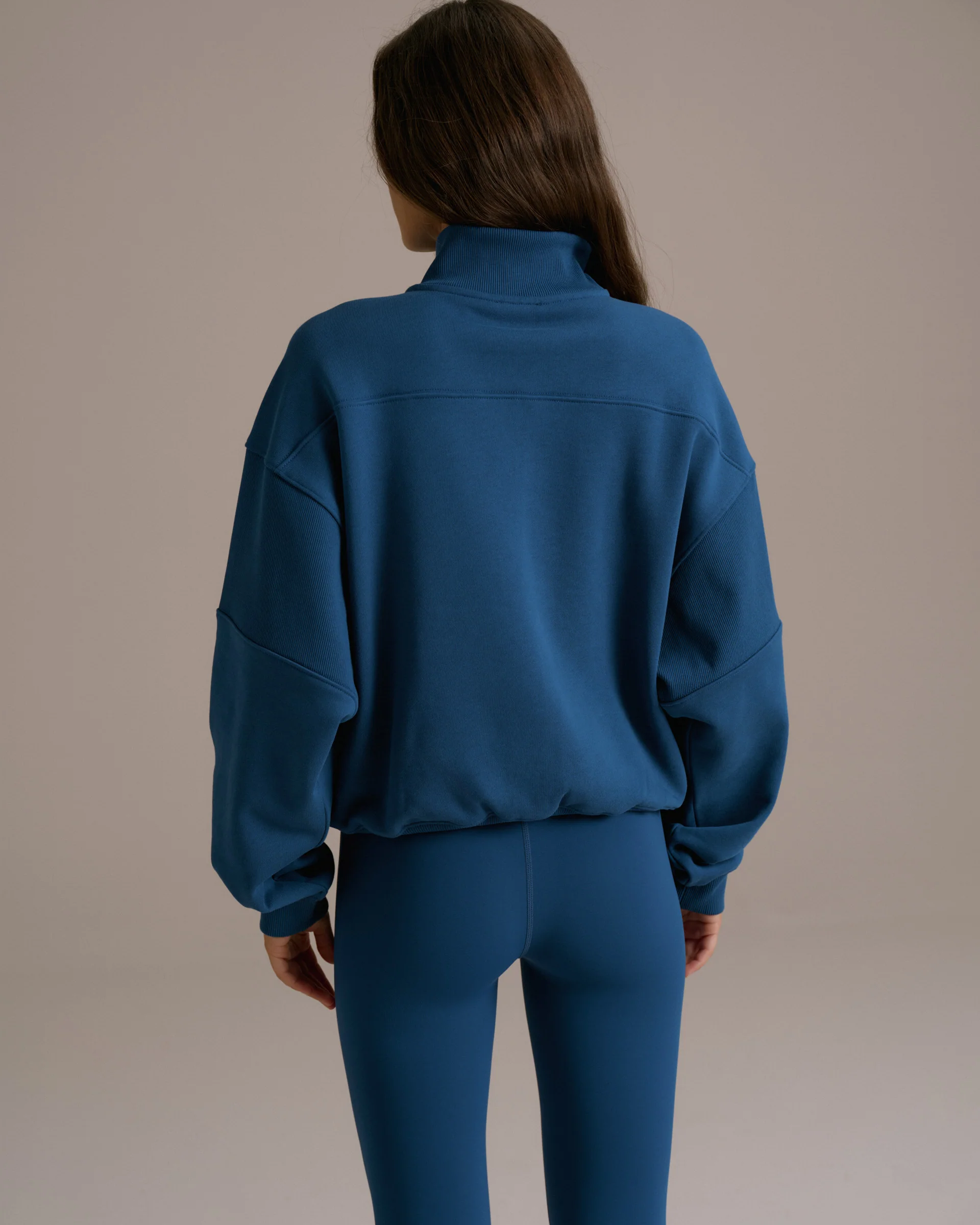 Sport Horizon Relaxed Funnel Neck Zip Sweatshirt -  College Blue - Image 2