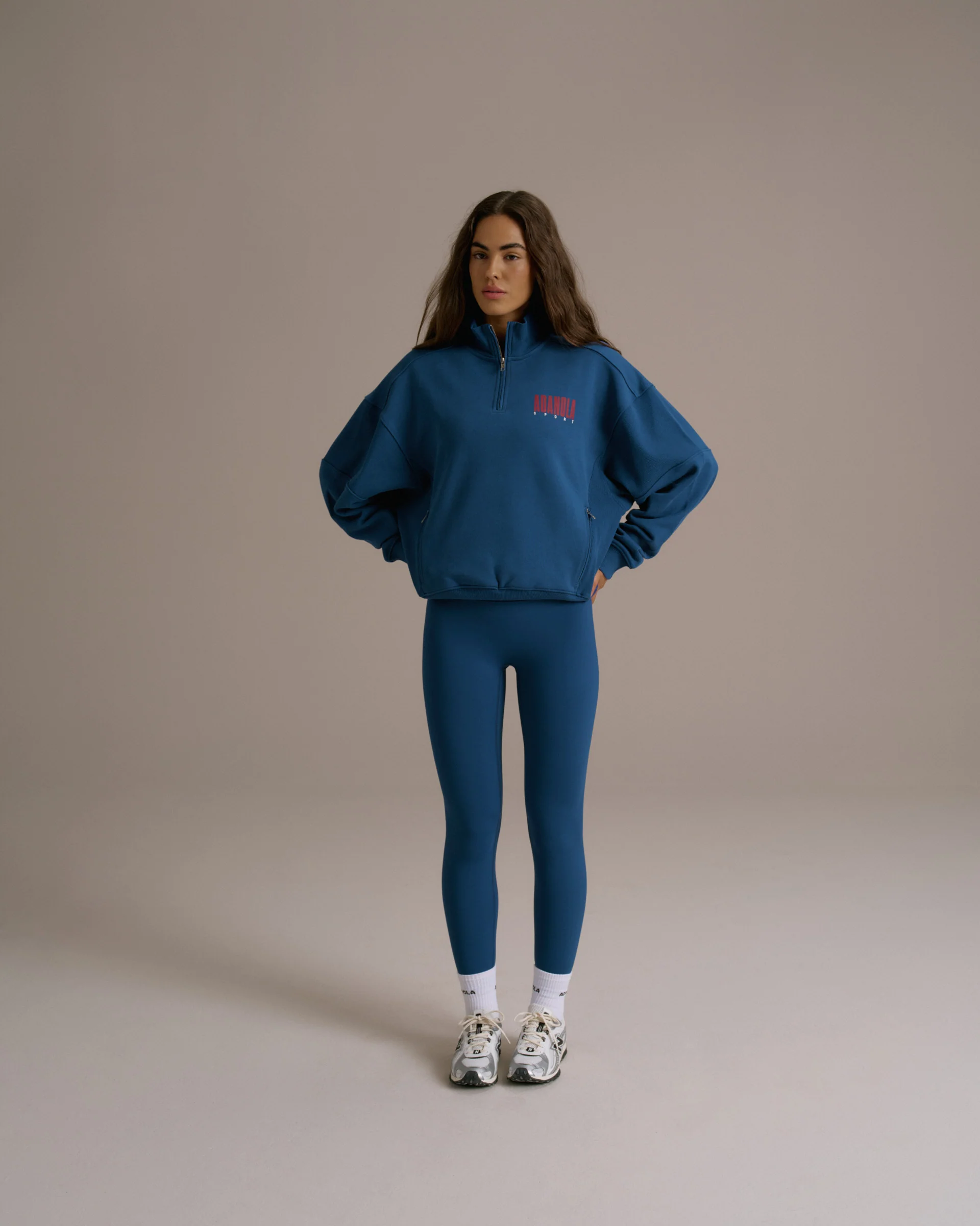 Sport Horizon Relaxed Funnel Neck Zip Sweatshirt -  College Blue - Image 4