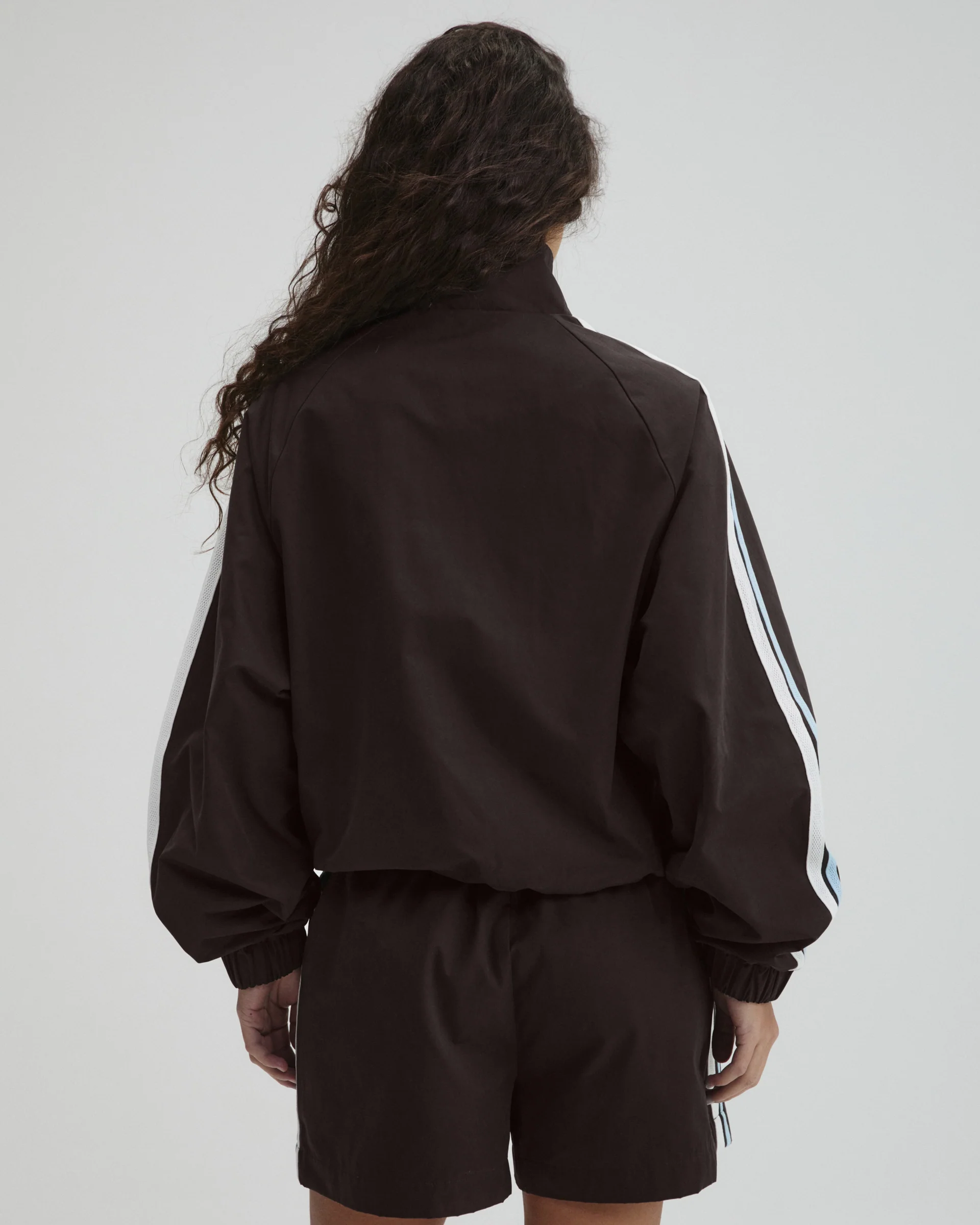Stripe Detail Track Jacket - Coffee Bean - Image 2