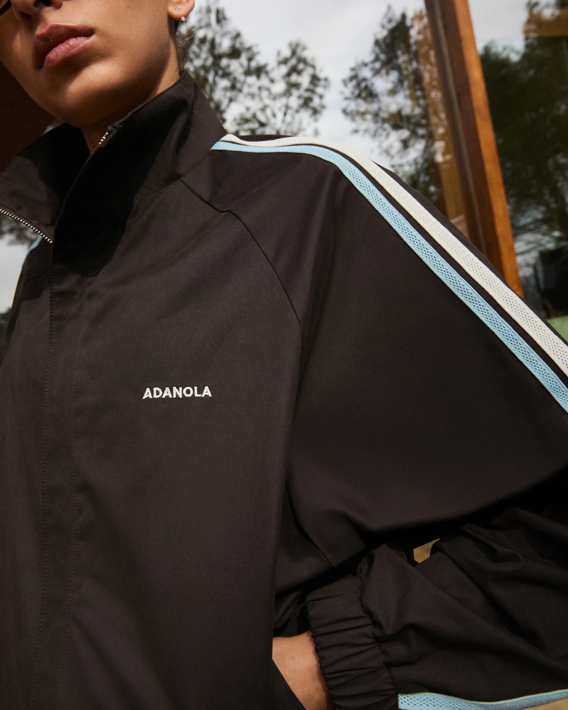 Stripe Detail Track Jacket - Coffee Bean - Image 3