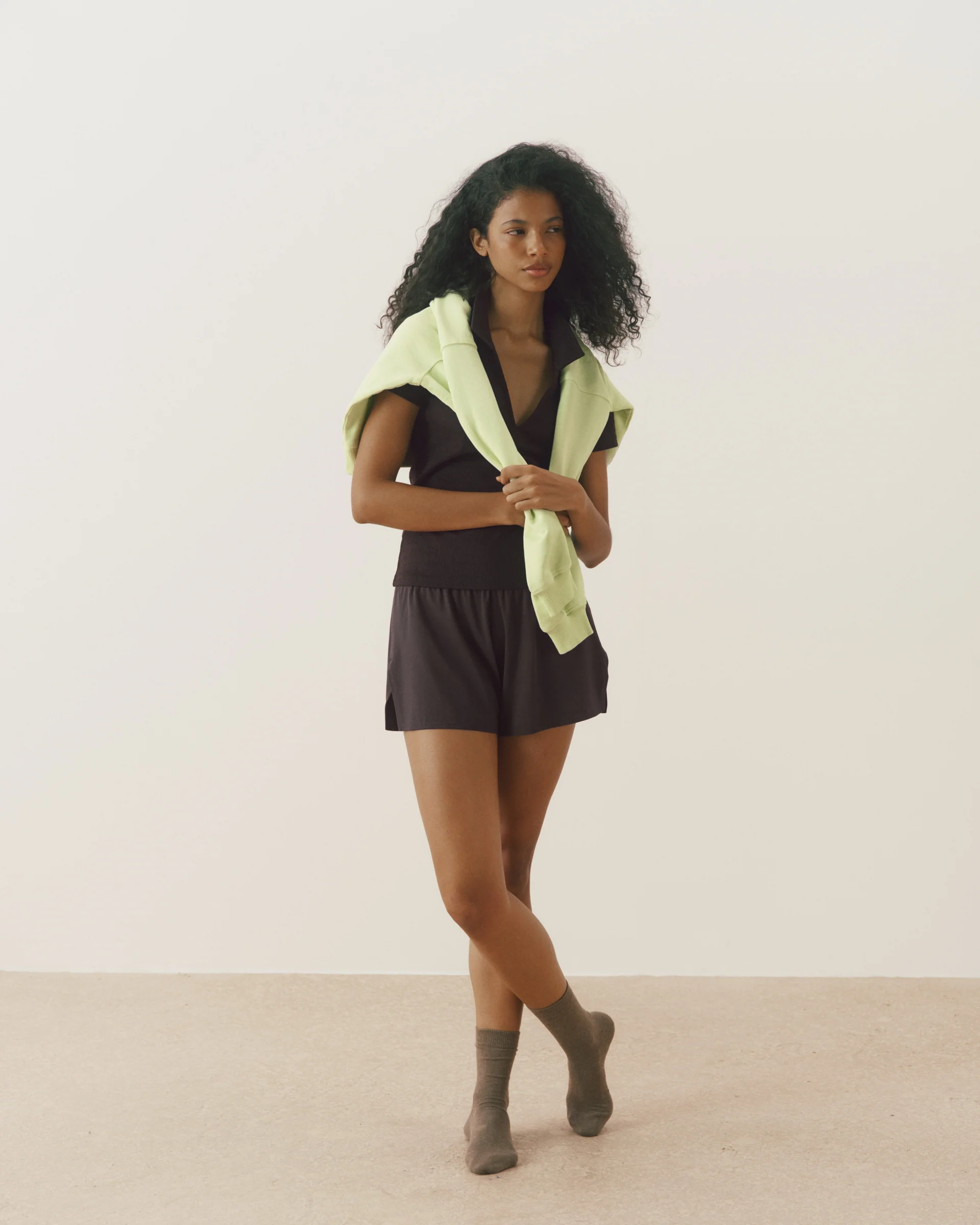 Studio Side Split Shorts - Coffee Bean - Image 3