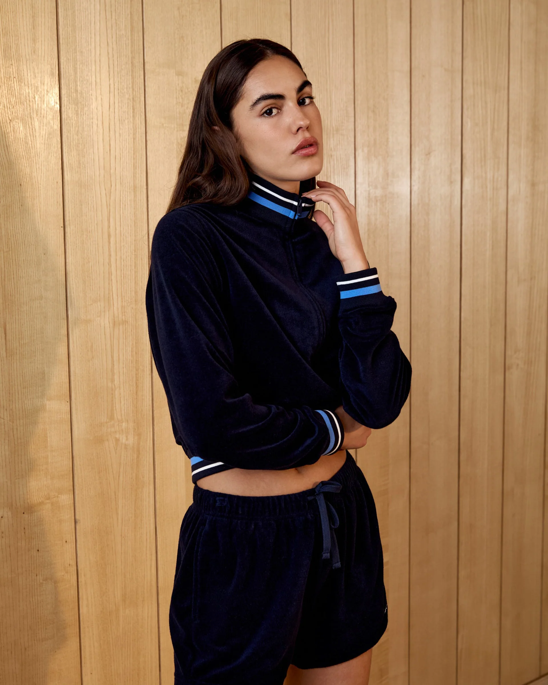 Terry Towelling Shorts - Navy Blue - Image 2