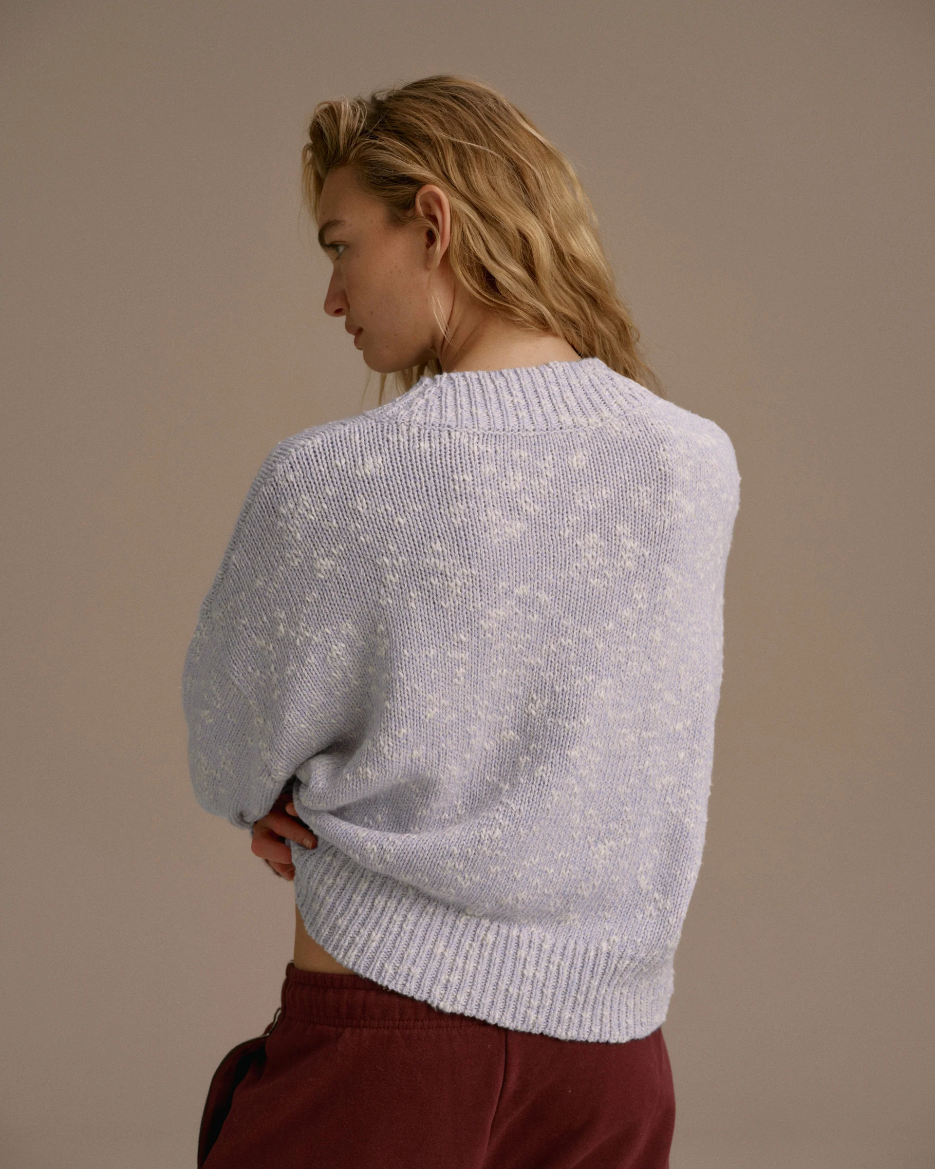 Textured Knit Oversized Sweatshirt - Blue - Image 2
