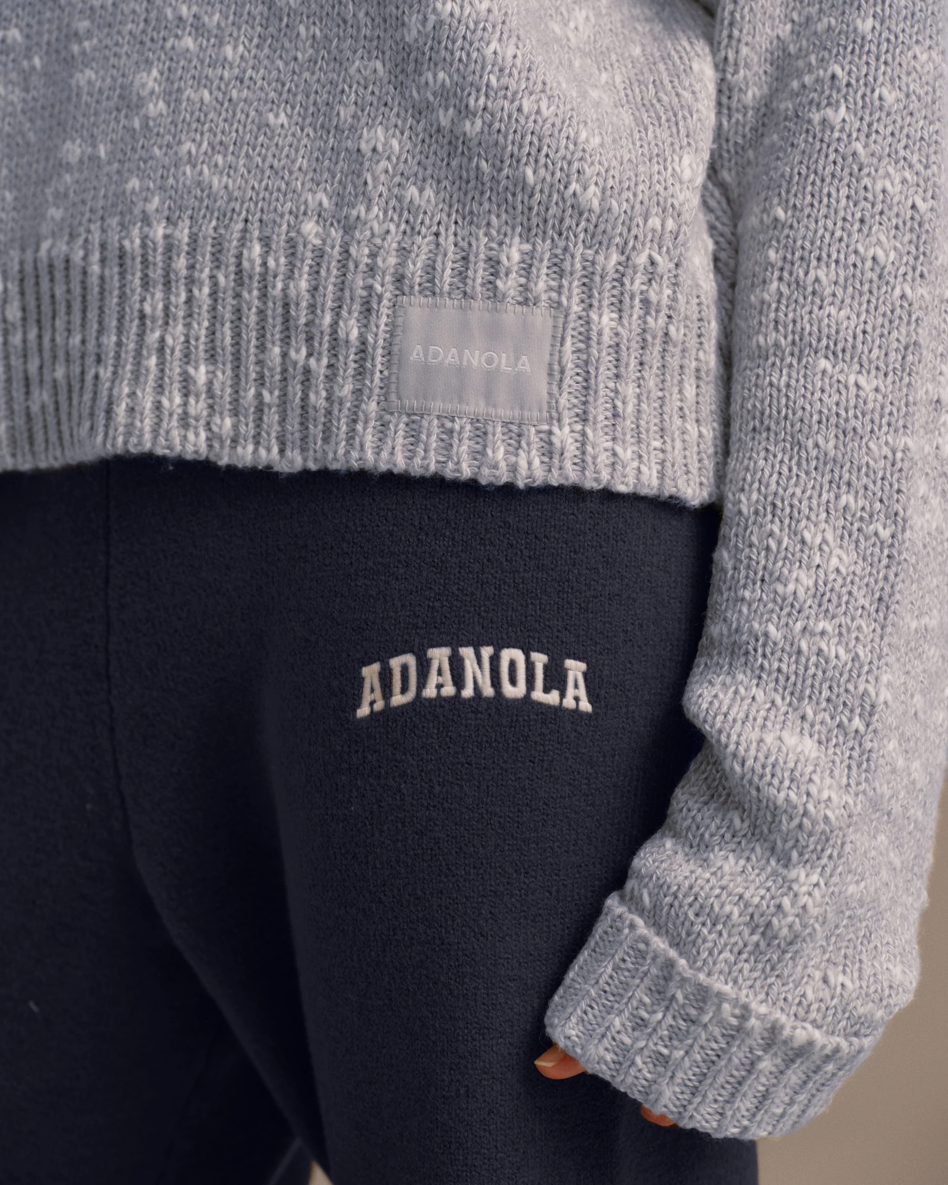 Textured Knit Oversized Sweatshirt - Blue - Image 3