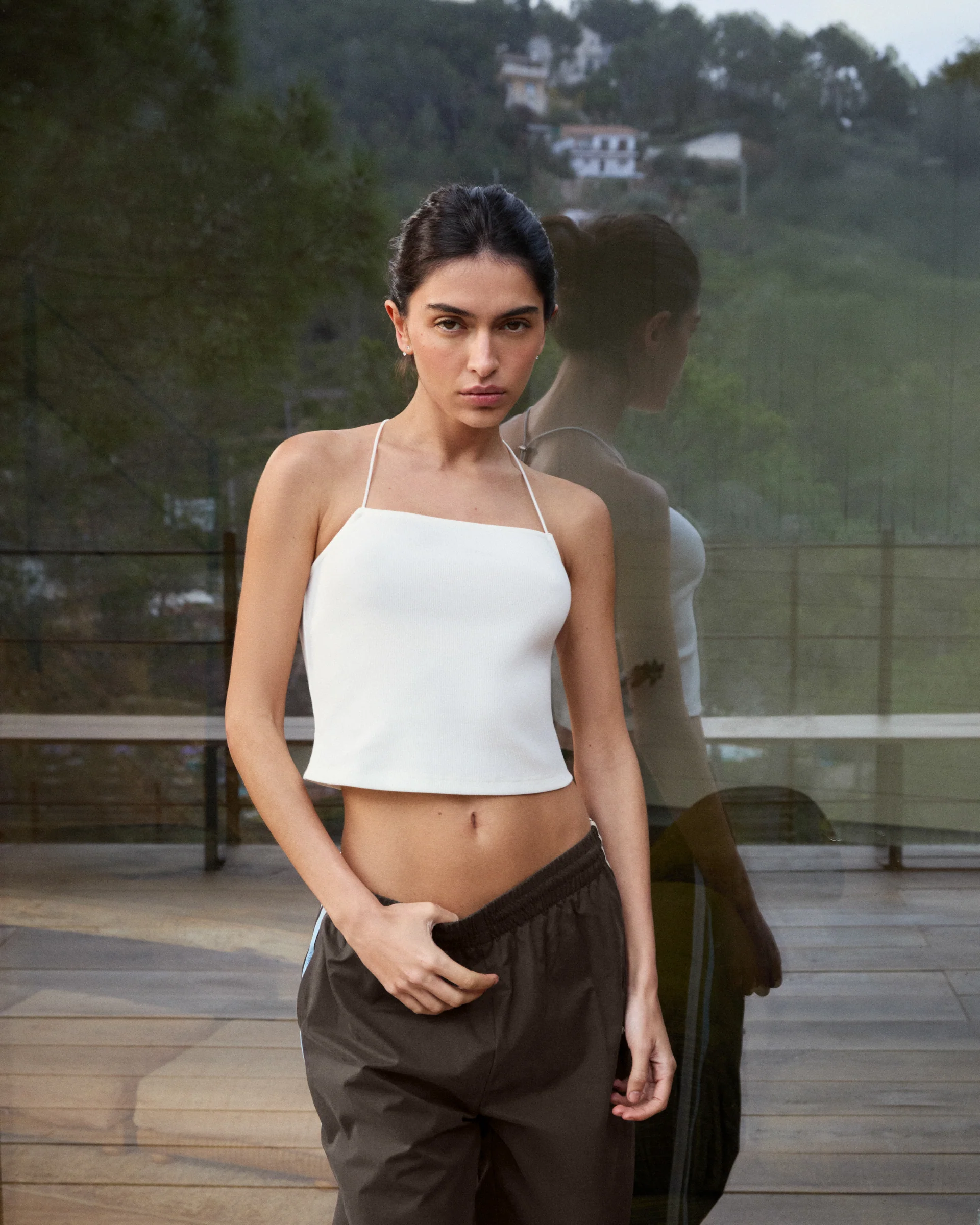 Toggle Back Rib Top - White - Image 2
