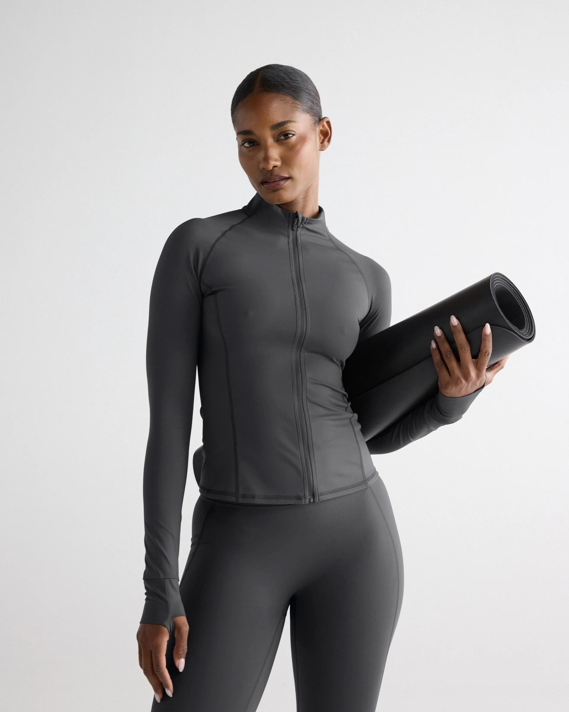 Ultimate Long Sleeve Zip Up Top - Graphite Grey - Image 3