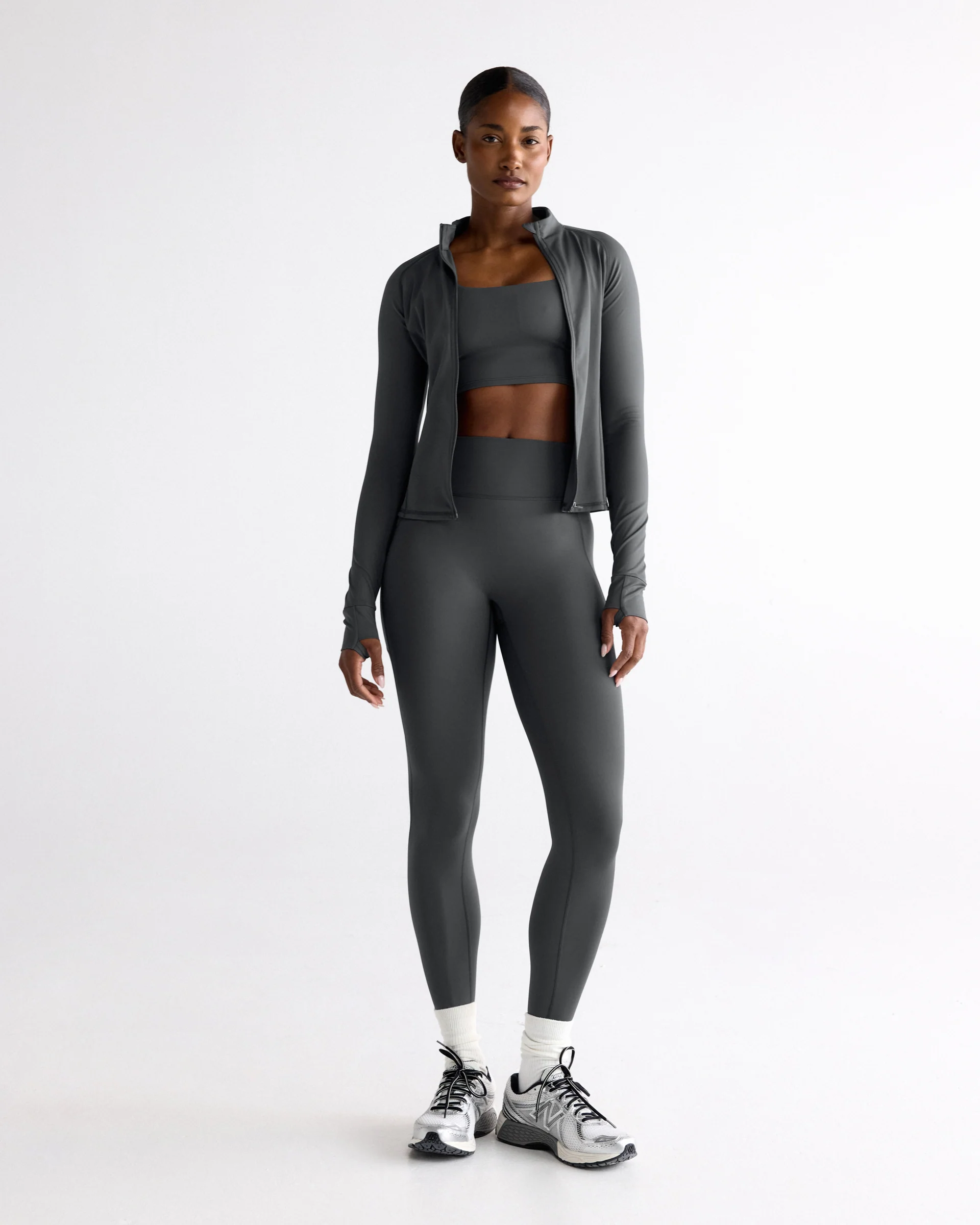 Ultimate Long Sleeve Zip Up Top - Graphite Grey - Image 5