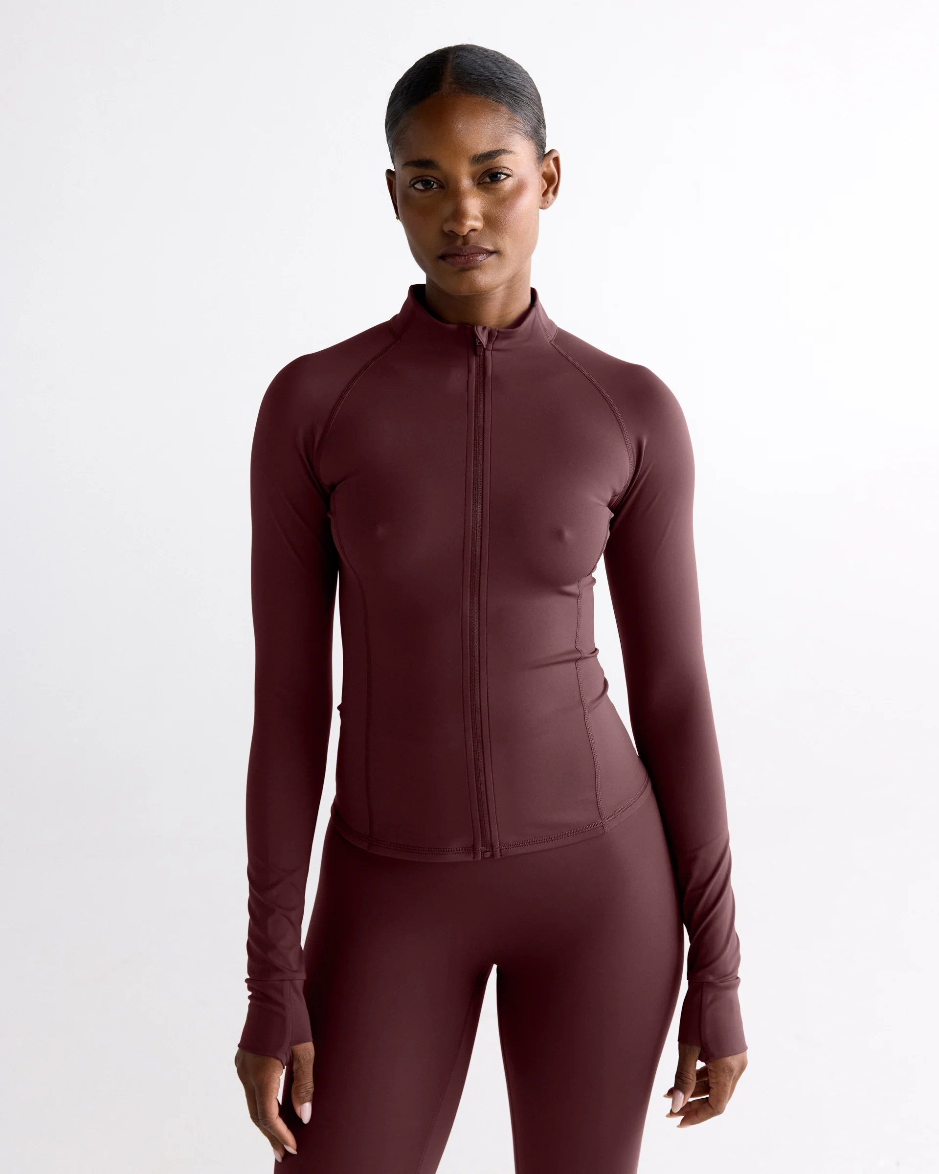 Ultimate Long Sleeve Zip Up Top - Mulberry Red - Image 4
