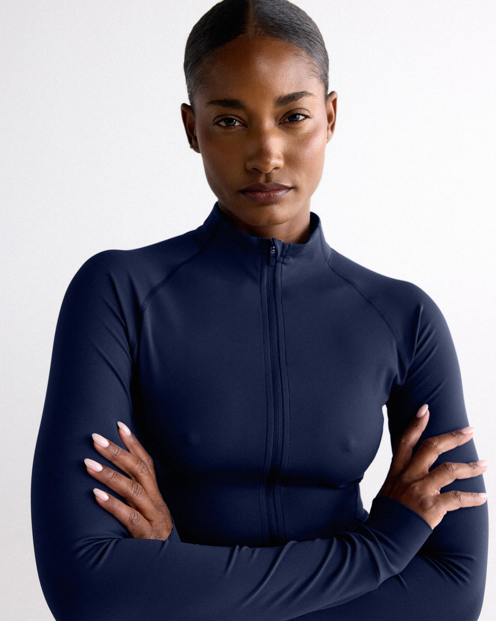 Ultimate Long Sleeve Zip Up Top - Navy Blue - Image 5
