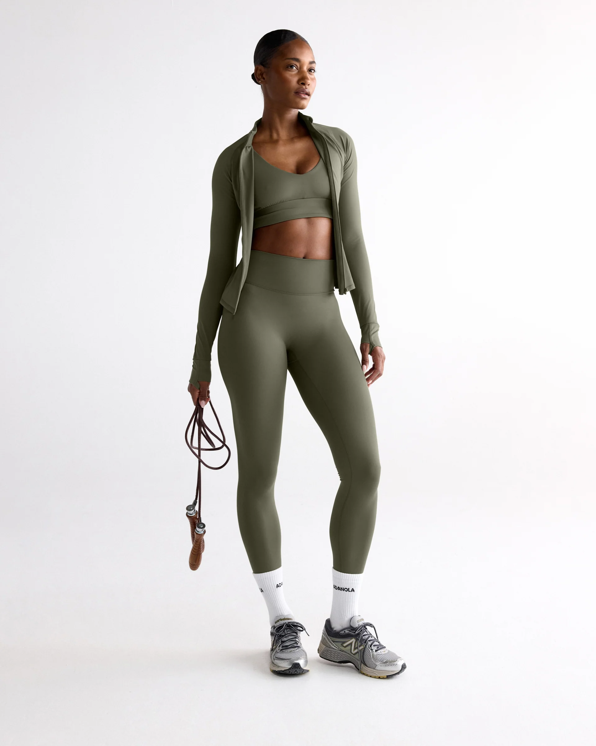 Ultimate Long Sleeve Zip Up Top - Olive Green - Image 4