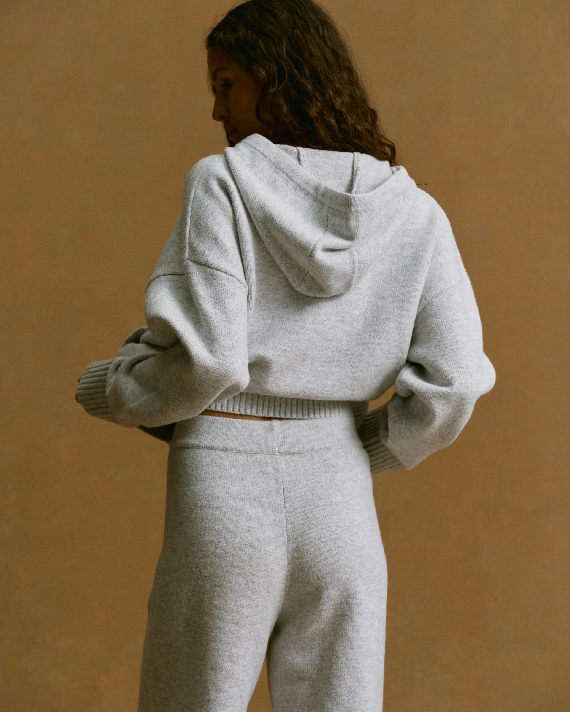 Varsity Knit Straight Leg Sweatpants - Light Grey Melange/Navy Blue - Image 3