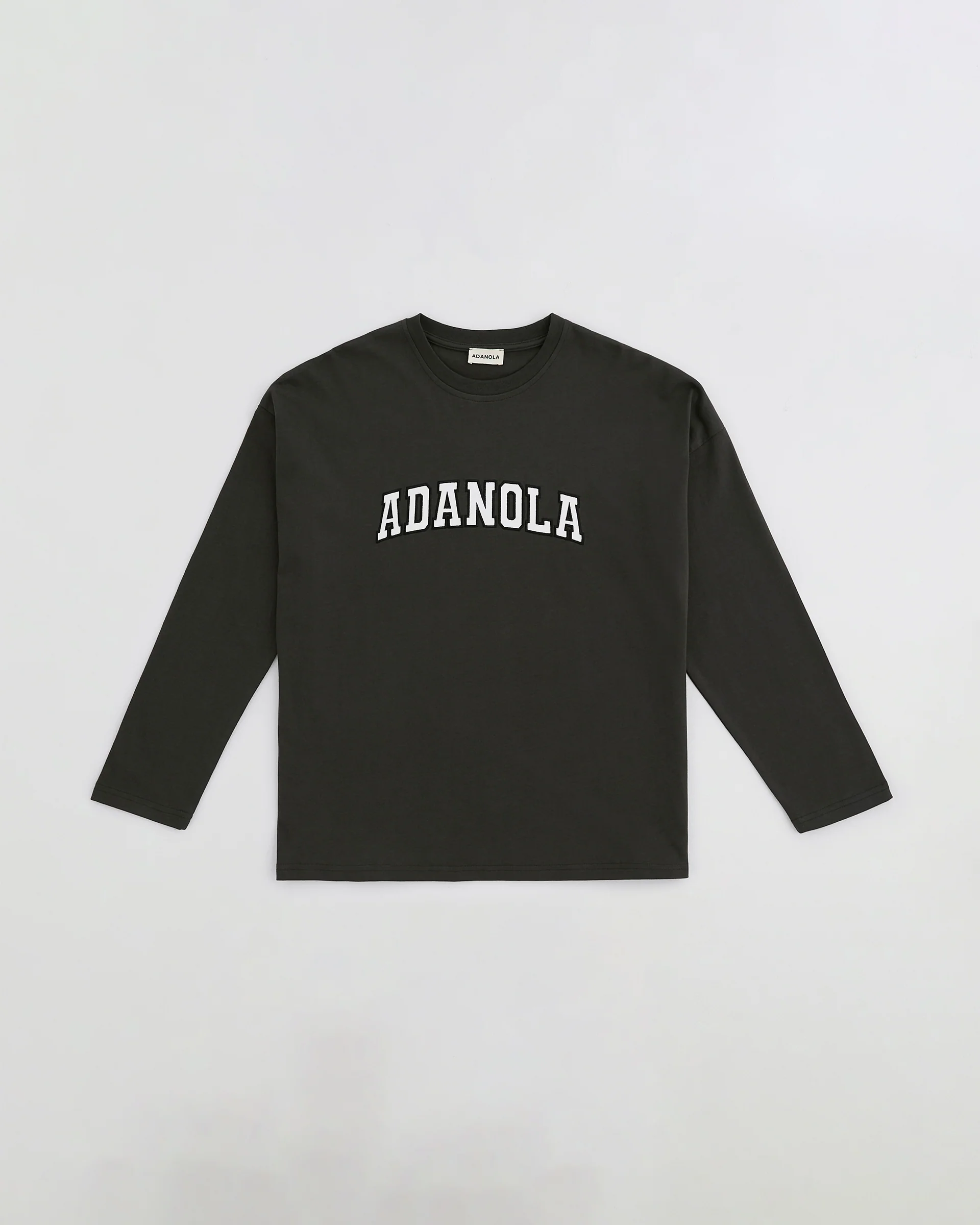 Varsity Long Sleeve Drop Shoulder T-shirt - Coffee Bean/White - Image 5