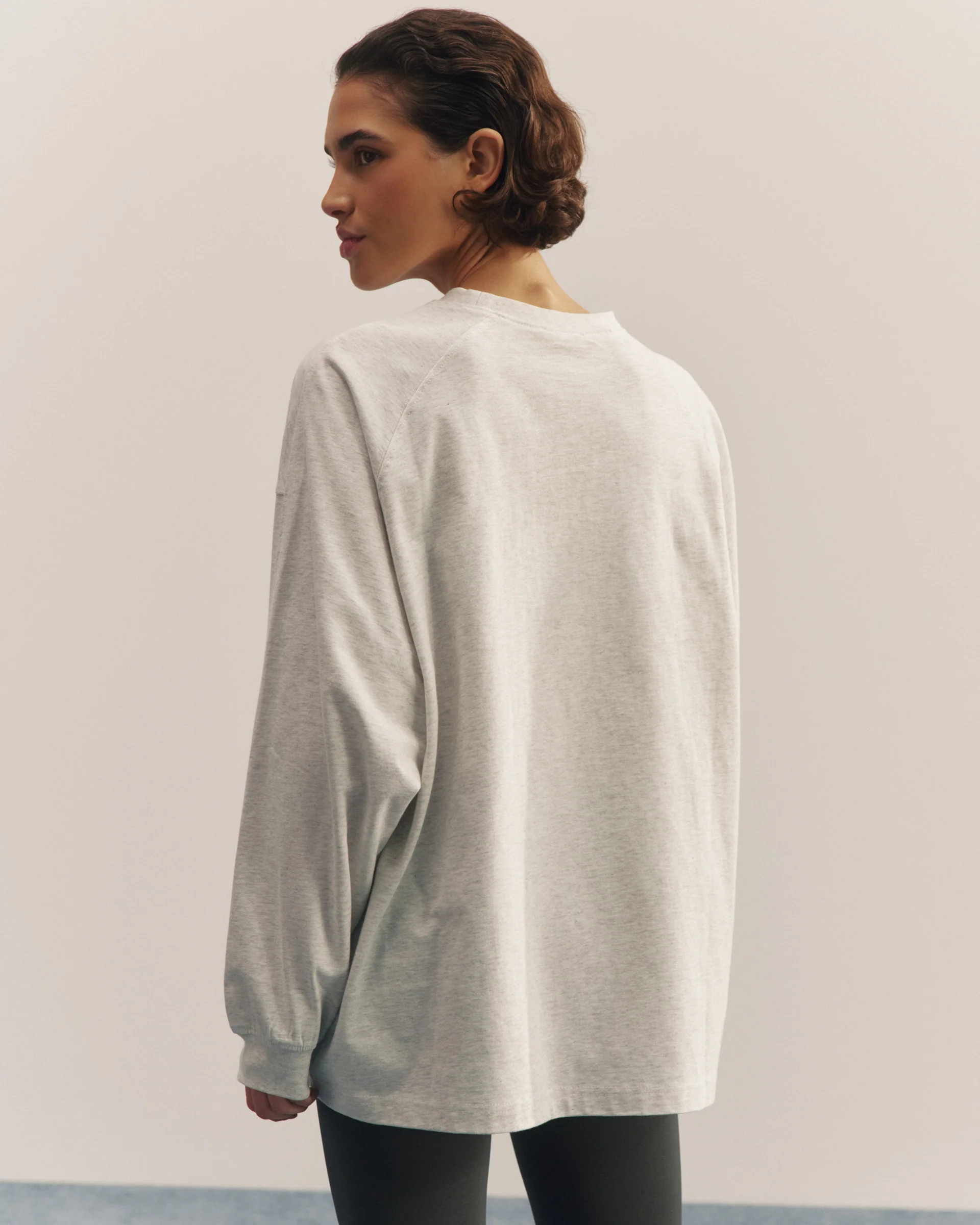 Varsity Long Sleeve Oversized T-Shirt - Light Grey Melange/Graphite Grey - Image 2