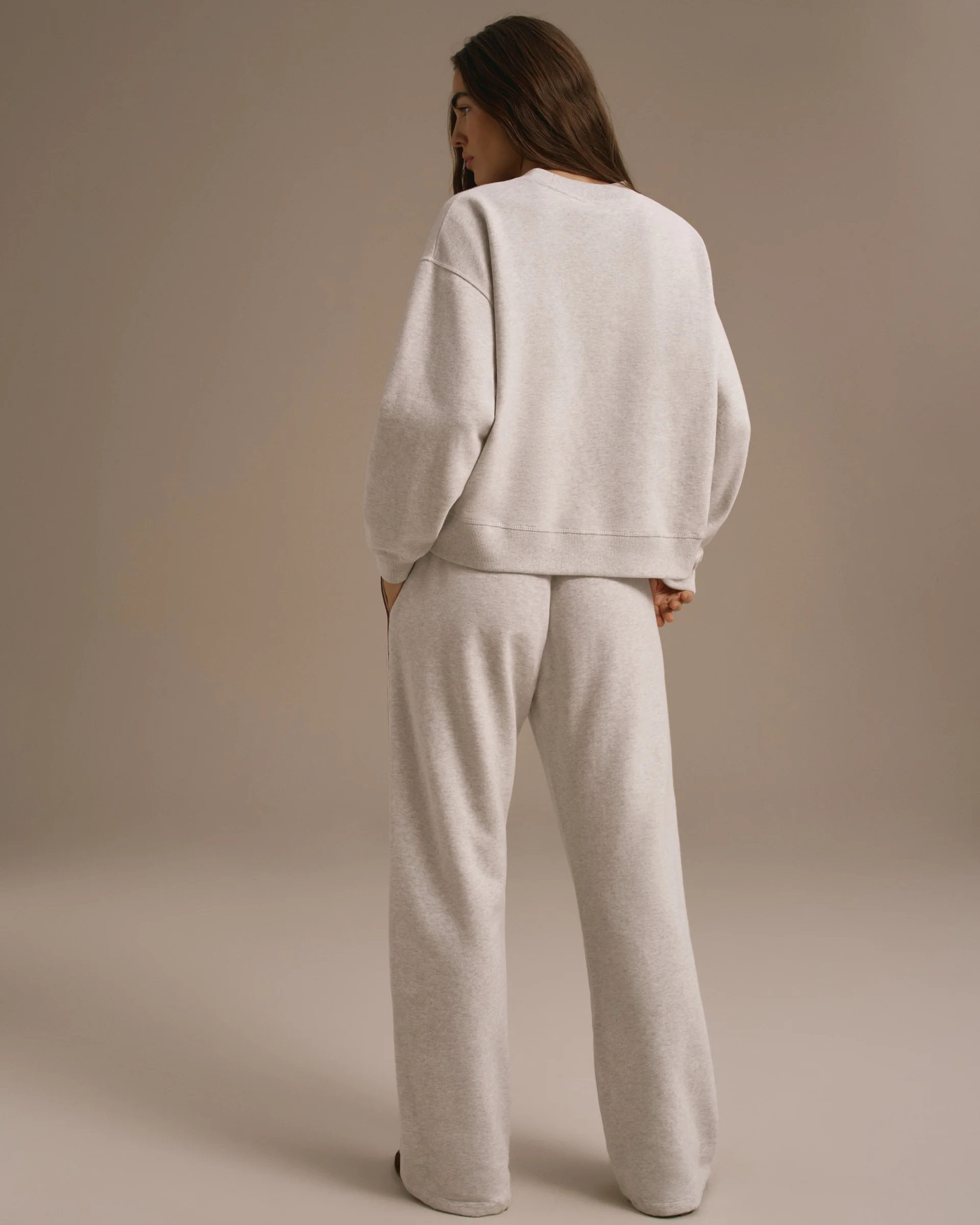 Varsity Loose Fit Sweatshirt - Light Grey Melange/Dark Cherry - Image 2