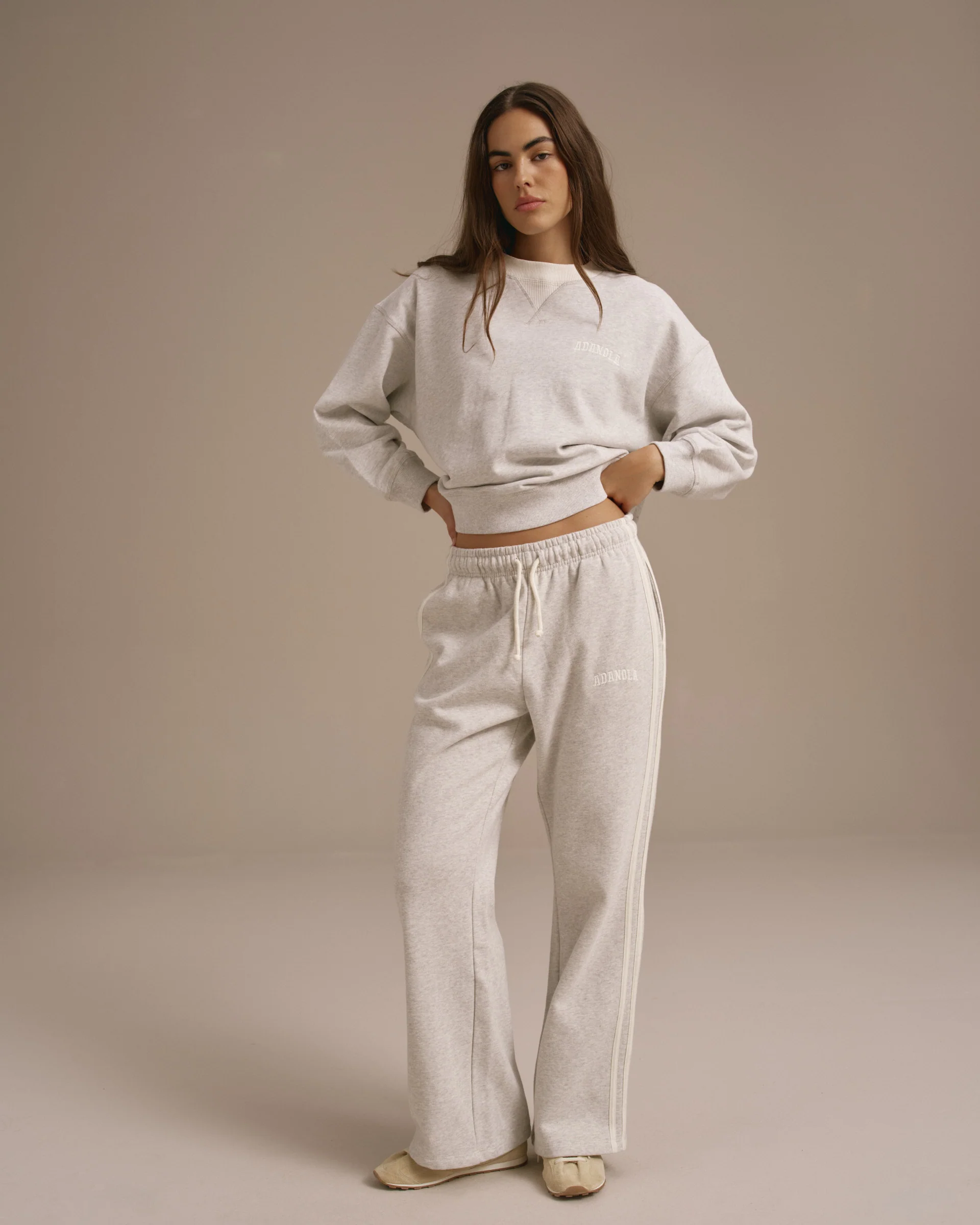 Varsity Loose Fit Sweatshirt - Light Grey Melange/Marshmallow White - Image 4