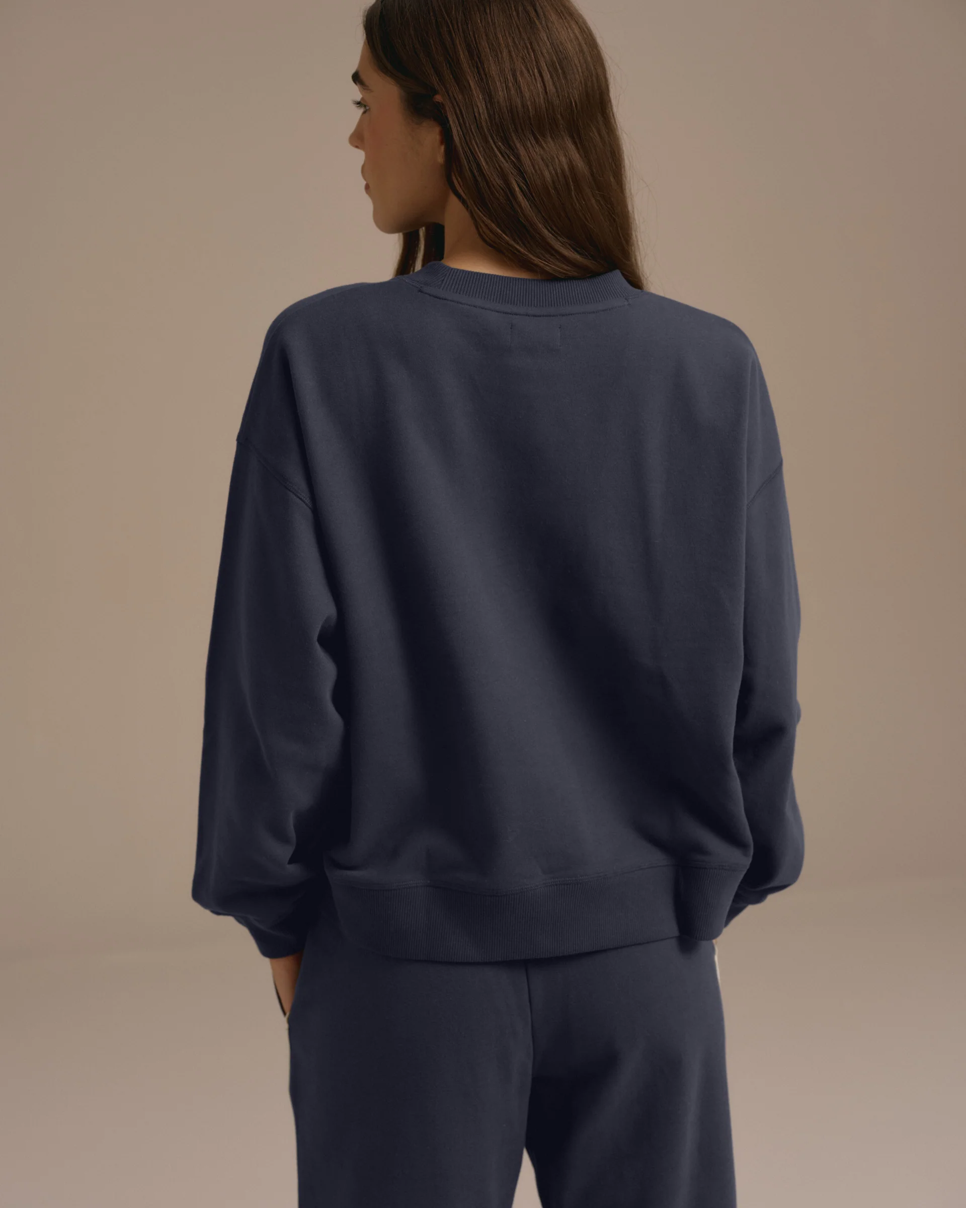 Varsity Loose Fit Sweatshirt - Midnight Blue/Marshmallow White - Image 3