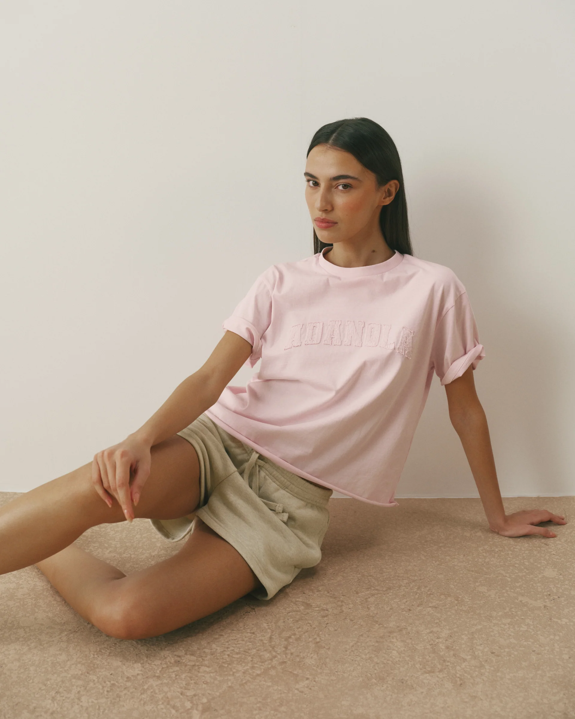 Varsity Mid-Weight Raw Hem T-shirt - Soft Pink - Image 3