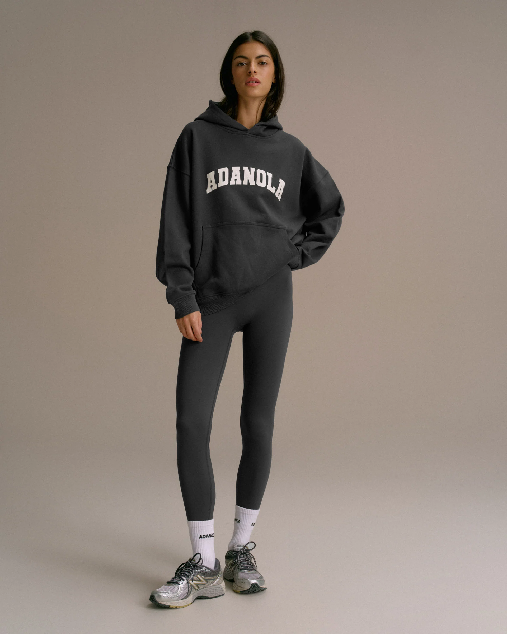 Varsity Oversized Hoodie - Graphite Grey/Marshmallow White - Image 4