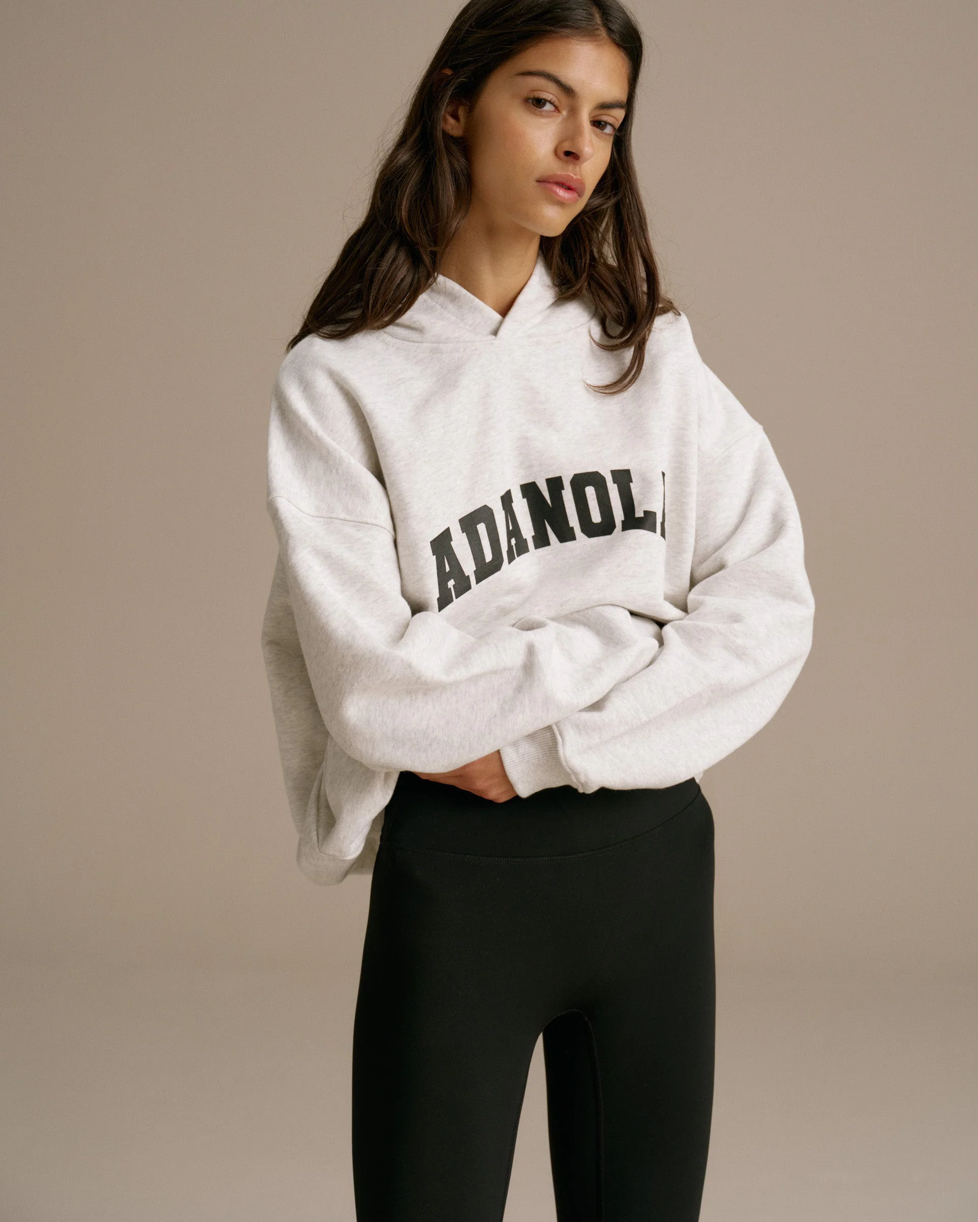 Varsity Oversized Hoodie - Light Grey Melange/Black - Image 6