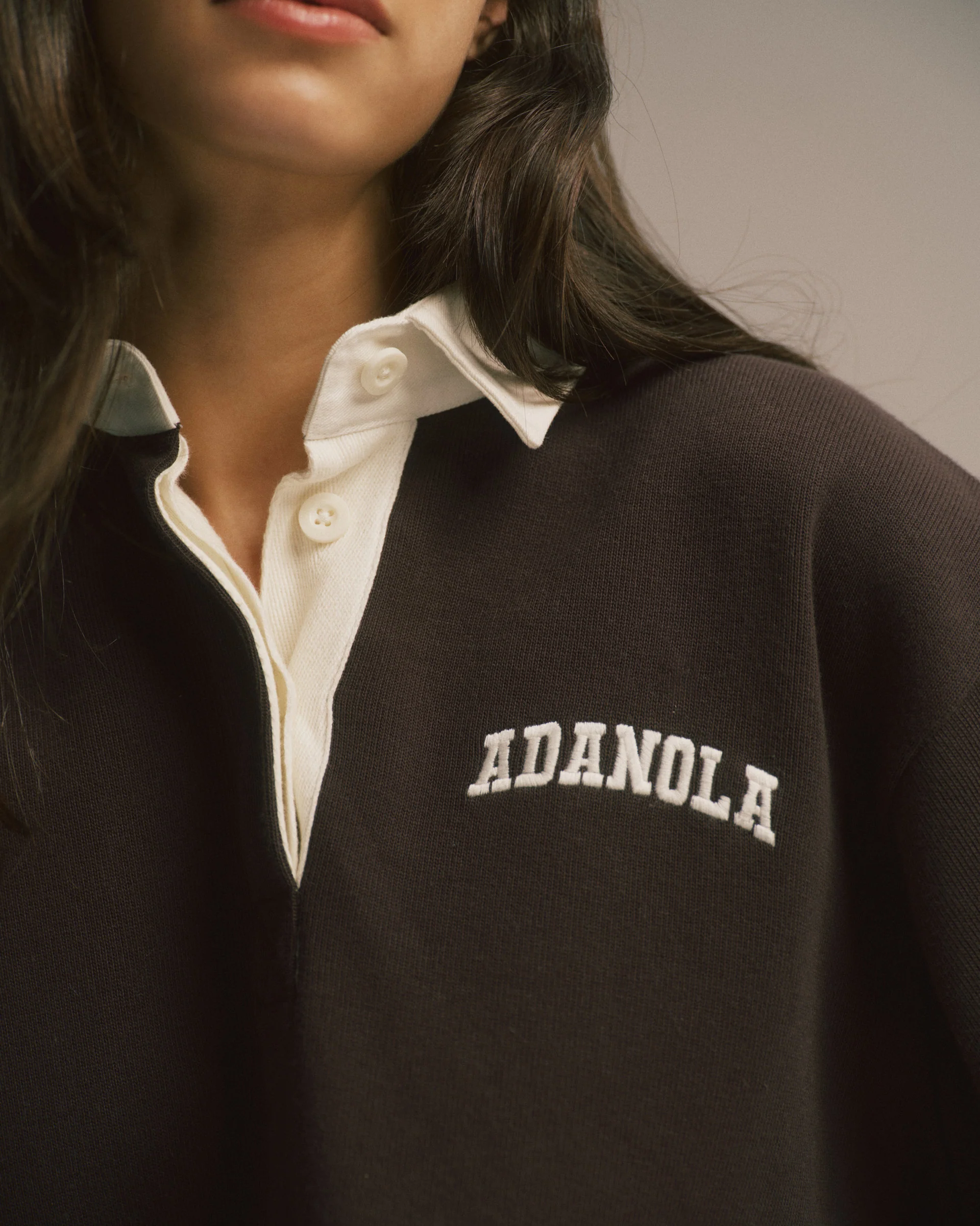 Varsity Oversized Rugby Top - Coffee Bean - Image 3