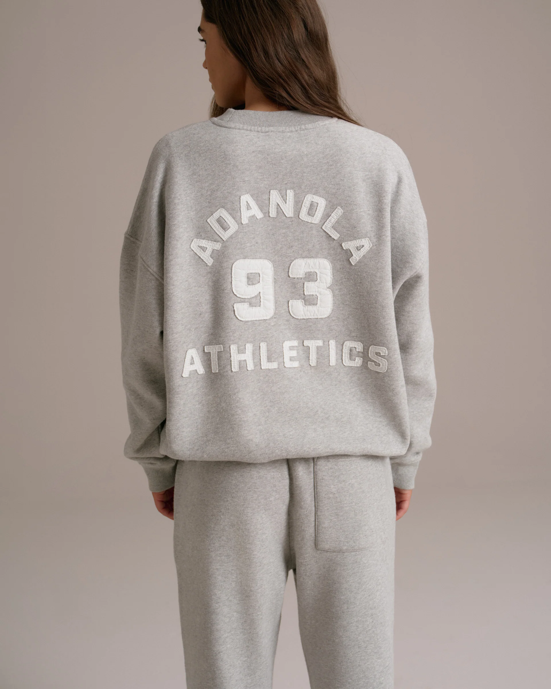 Varsity Oversized Sweatshirt - Grey Melange/Marshmallow White - Image 2