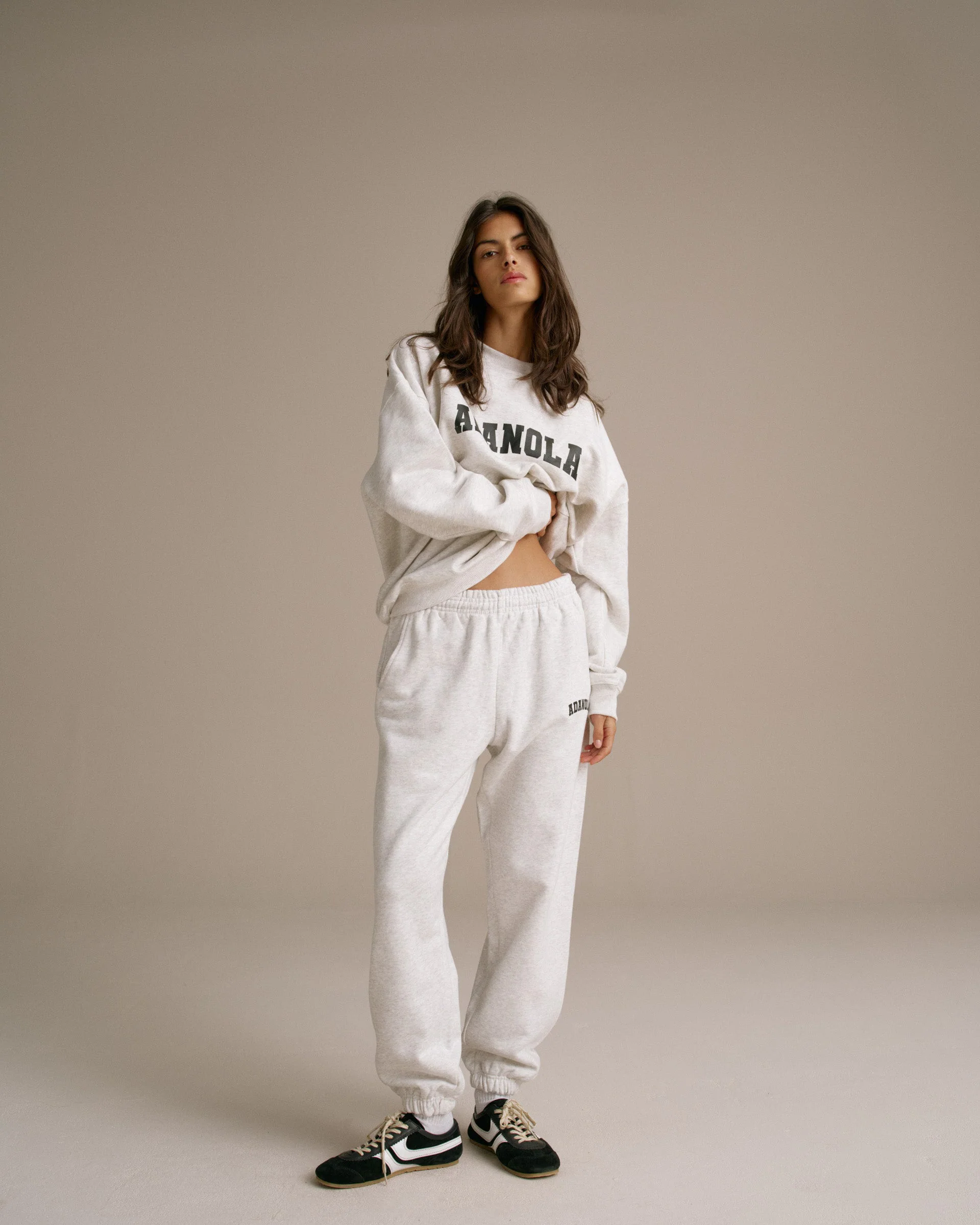 Varsity Oversized Sweatshirt - Light Grey Melange/Black - Image 4